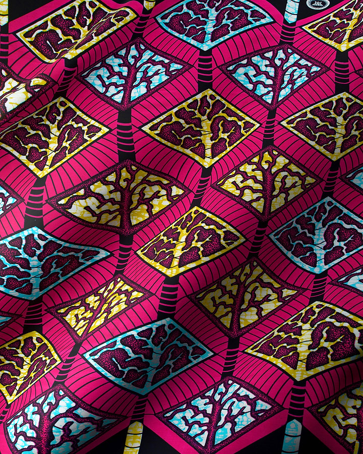 Vibrant pink african print fabric super-wax vls4398.006