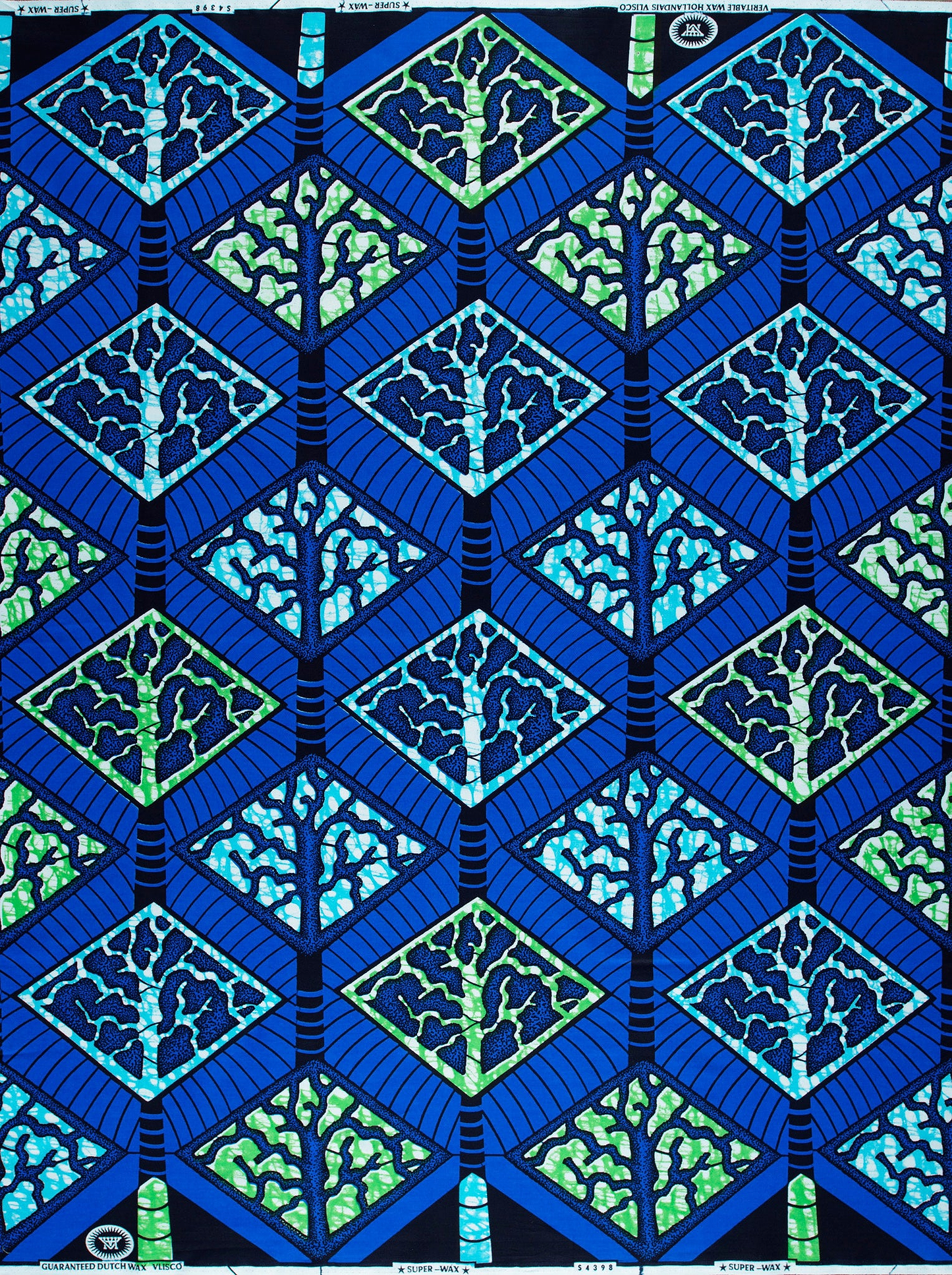 Vibrant blue green geometric-patterned fabric super-wax vls4398.007