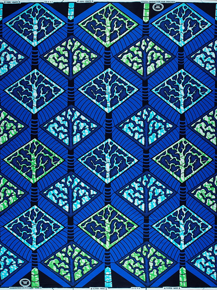 Vibrant blue green geometric-patterned fabric super-wax vls4398.007