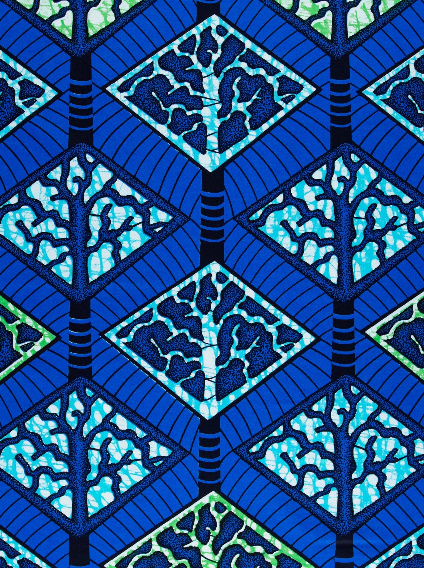 Vibrant blue african print fabric super-wax vls4398.007