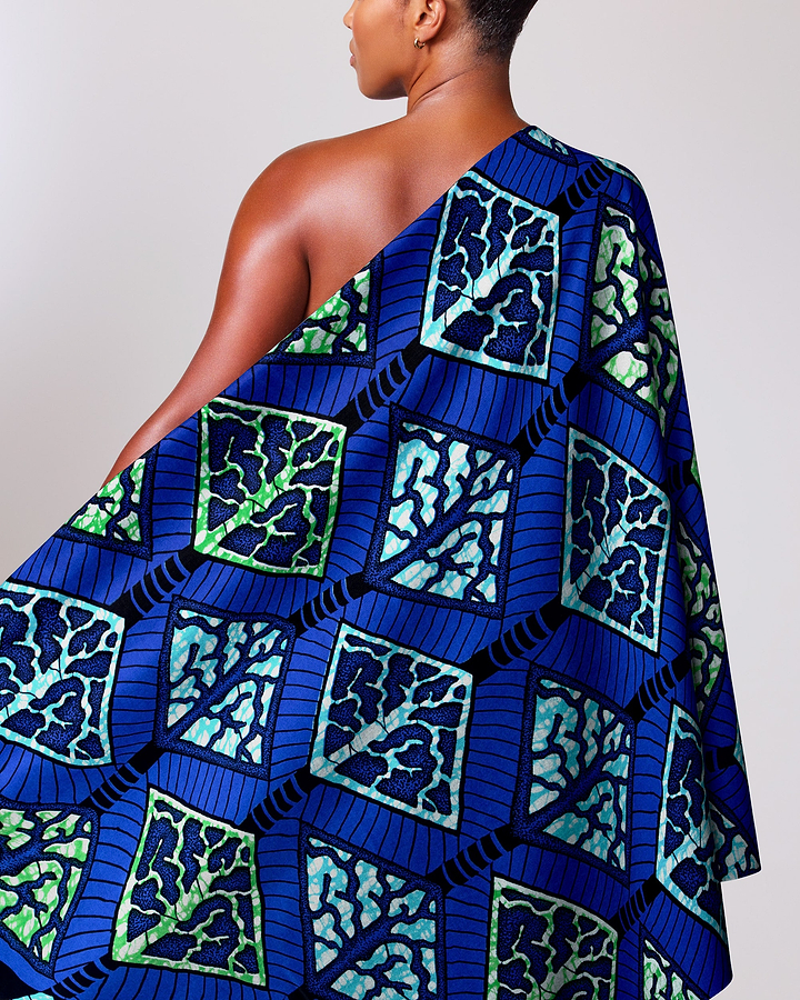 Vibrant blue green geometric-patterned wrap super-wax vls4398.007