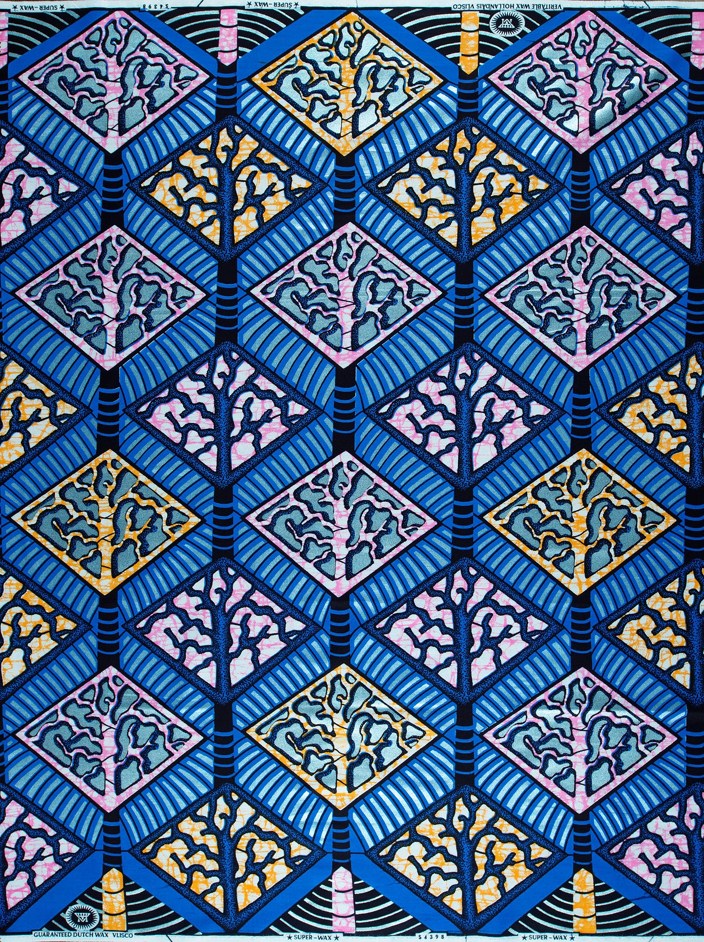Vibrant blue pink yellow geometric-patterned super-wax vls4398.008