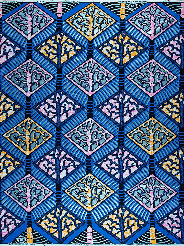 Vibrant blue pink yellow geometric-patterned super-wax vls4398.008