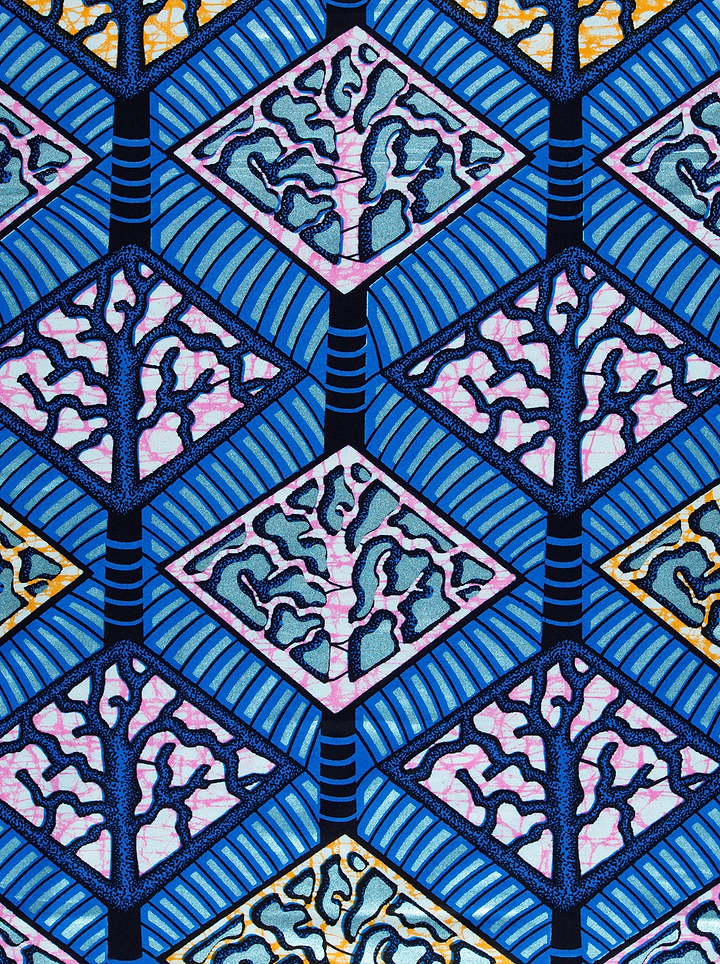 Vibrant blue pink geometric fabric super-wax vls4398.008