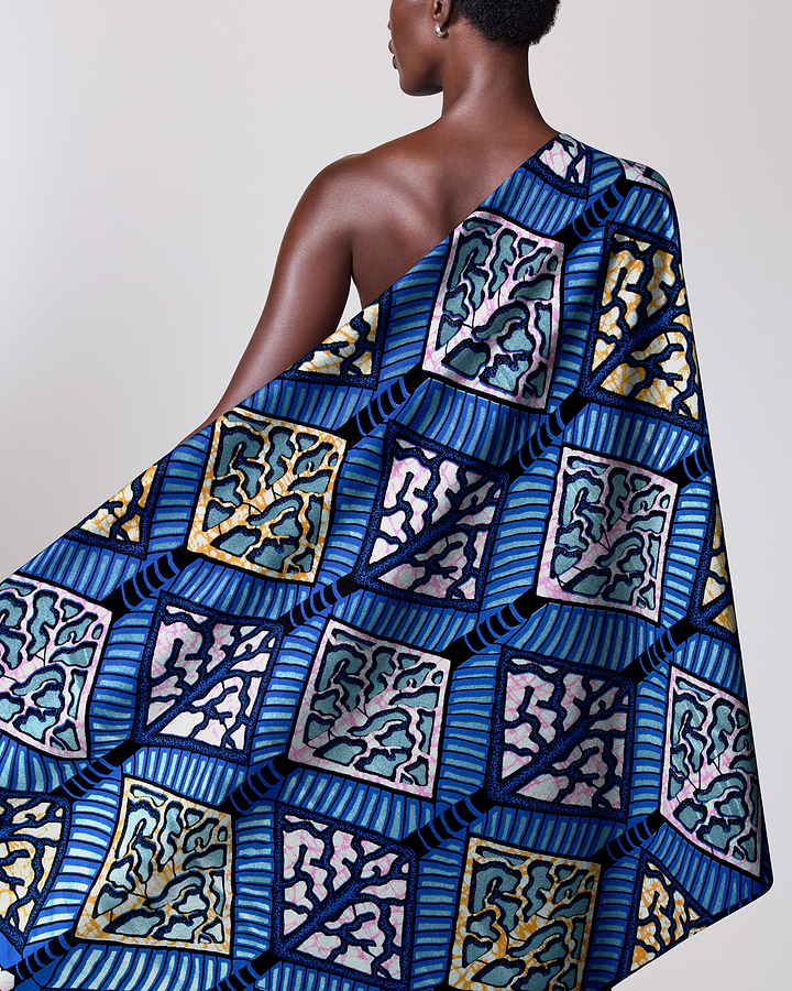 Vibrant blue gold teal patterned super-wax vls4398.008