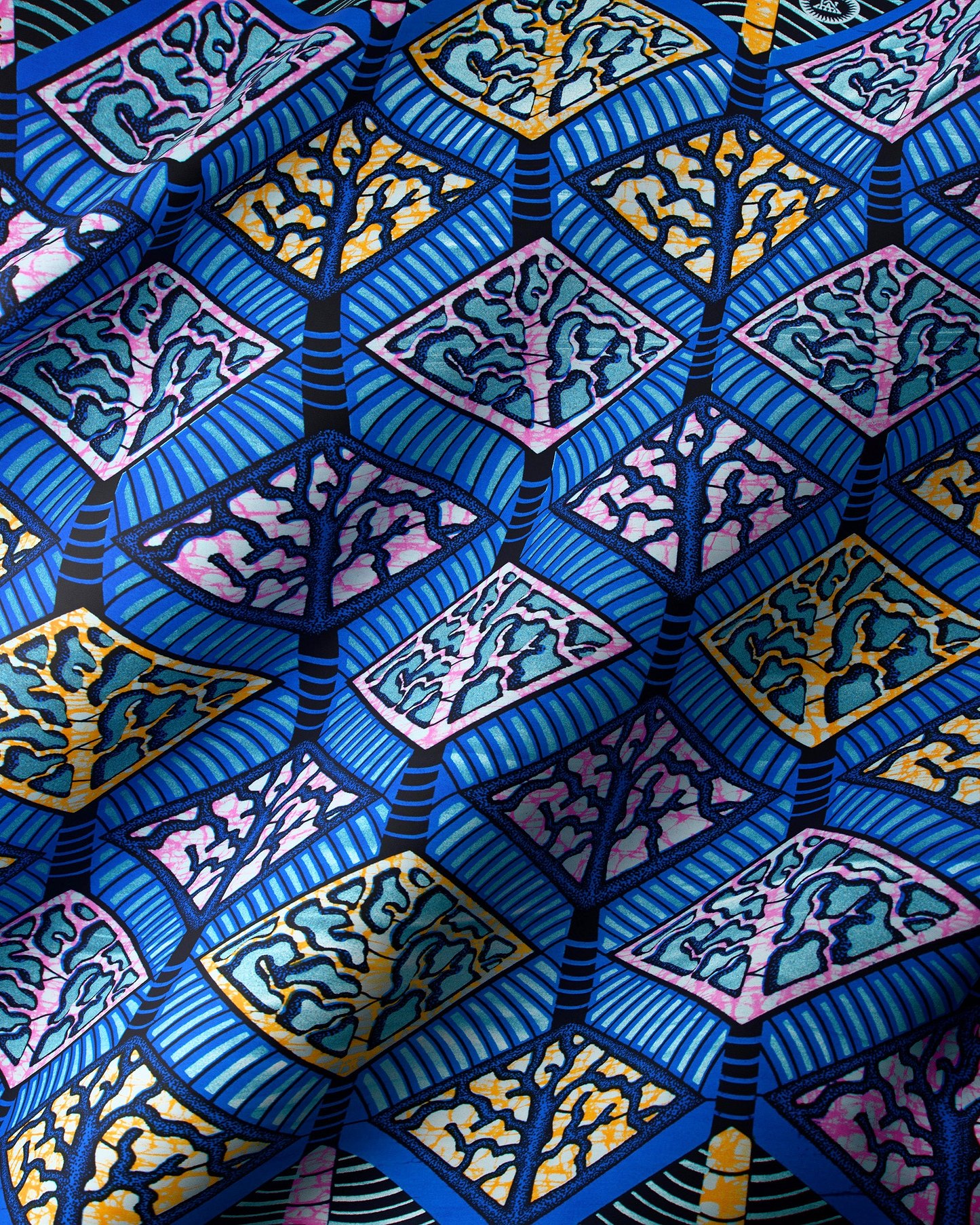 Vibrant blue african print fabric super-wax vls4398.008