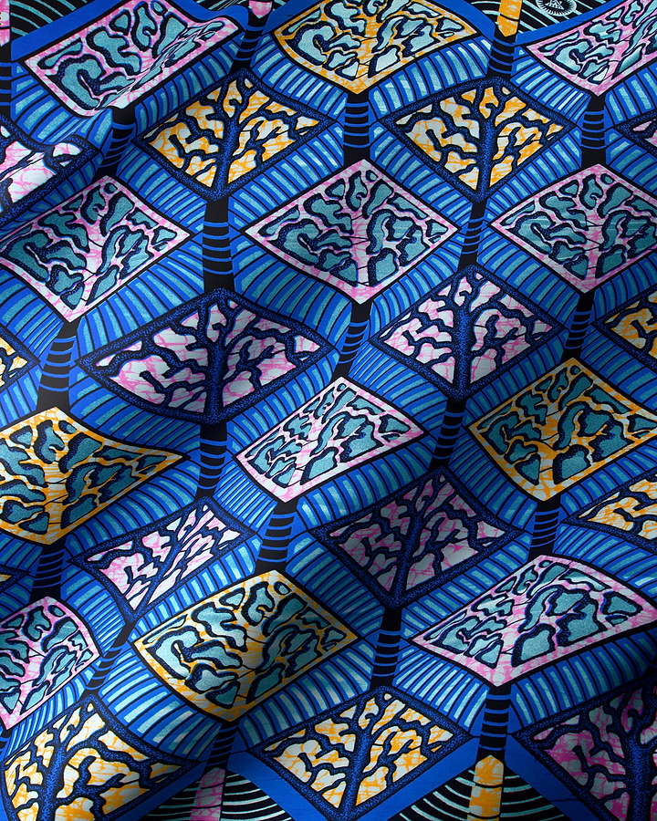Vibrant blue african print fabric super-wax vls4398.008