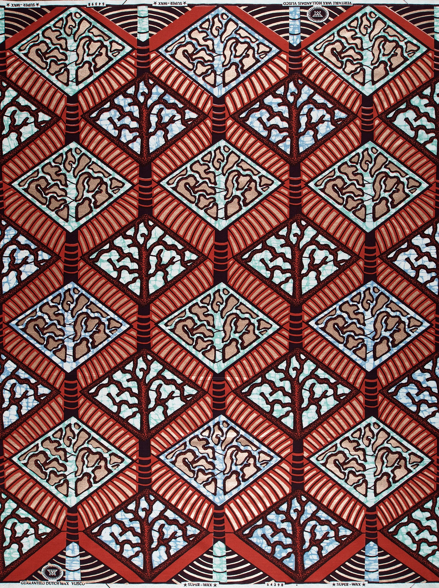 Red beige geometric-patterned fabric intricate super-wax vls4398.009