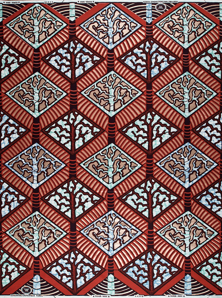 Red beige geometric-patterned fabric intricate super-wax vls4398.009