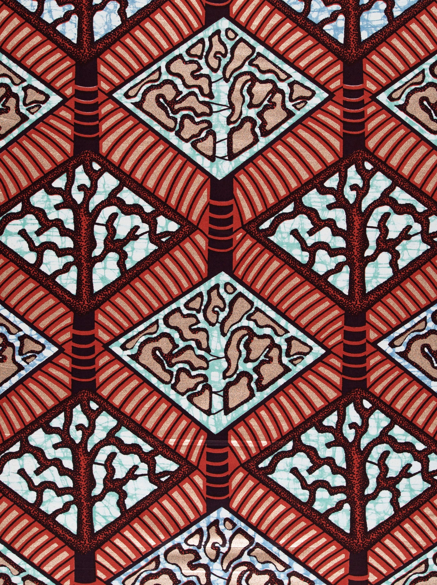 Vibrant red teal geometric fabric super-wax vls4398.009