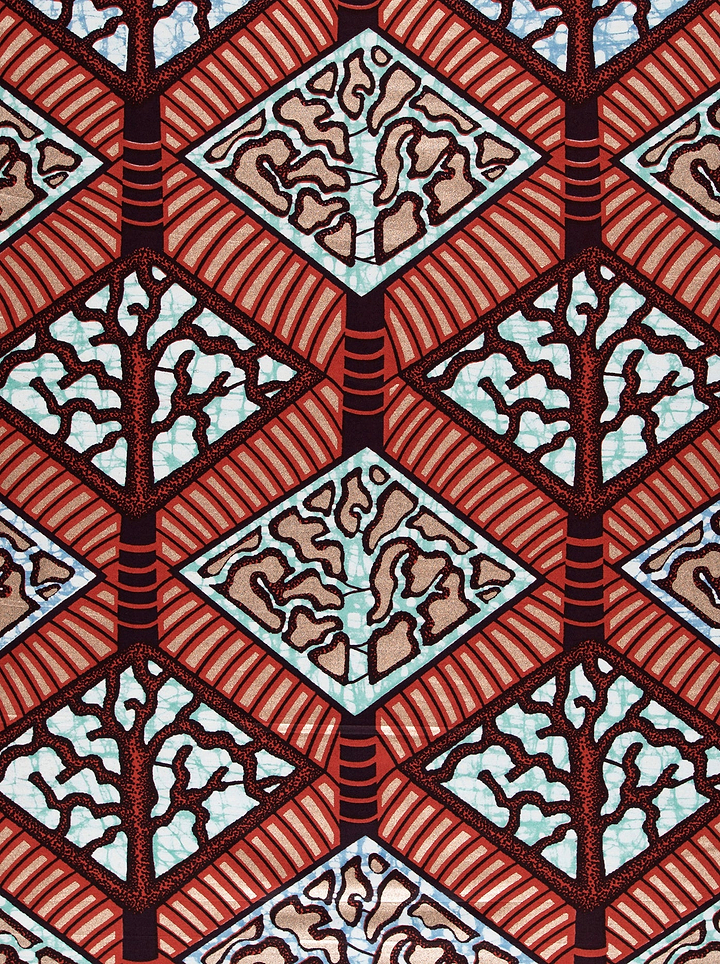 Vibrant red teal geometric fabric super-wax vls4398.009