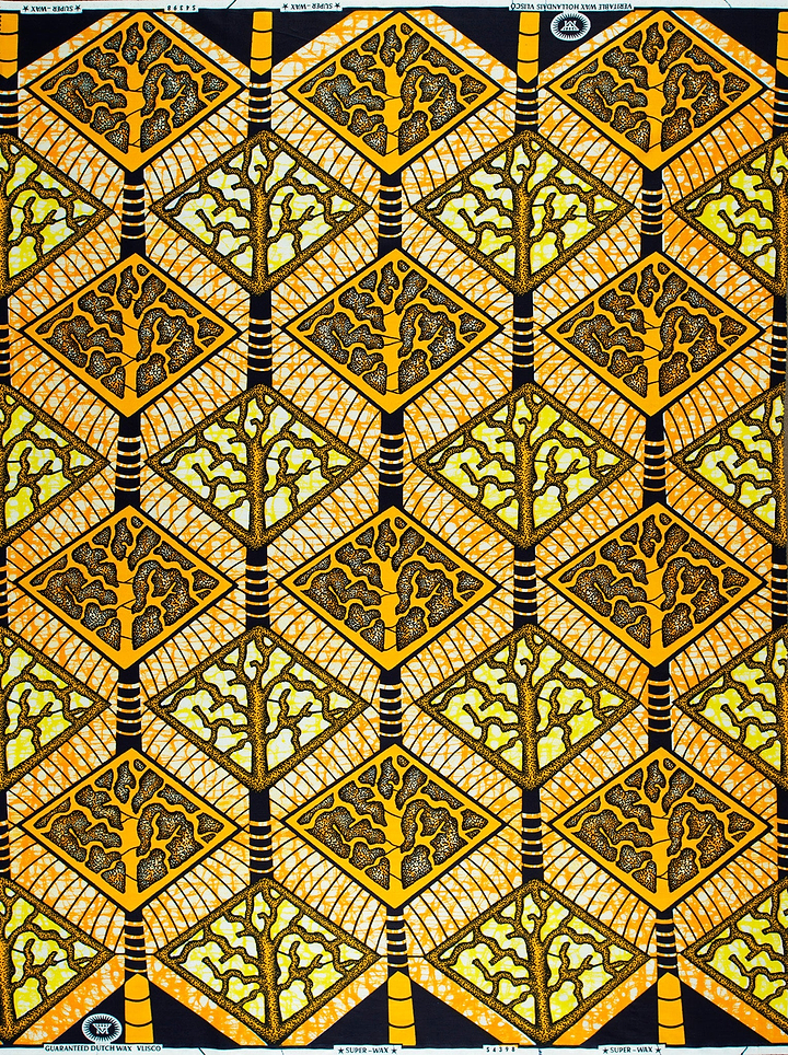 Vibrant yellow black geometric-patterned fabric super-wax vls4398.010