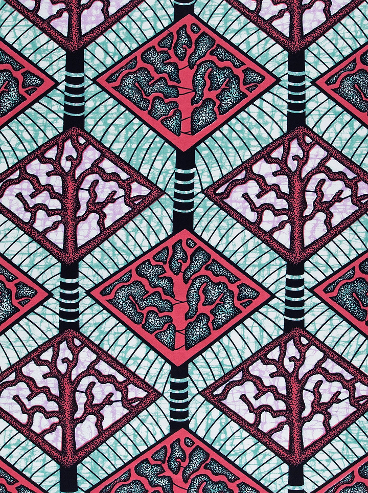 Vibrant red black tree-patterned fabric super-wax vls4398.013