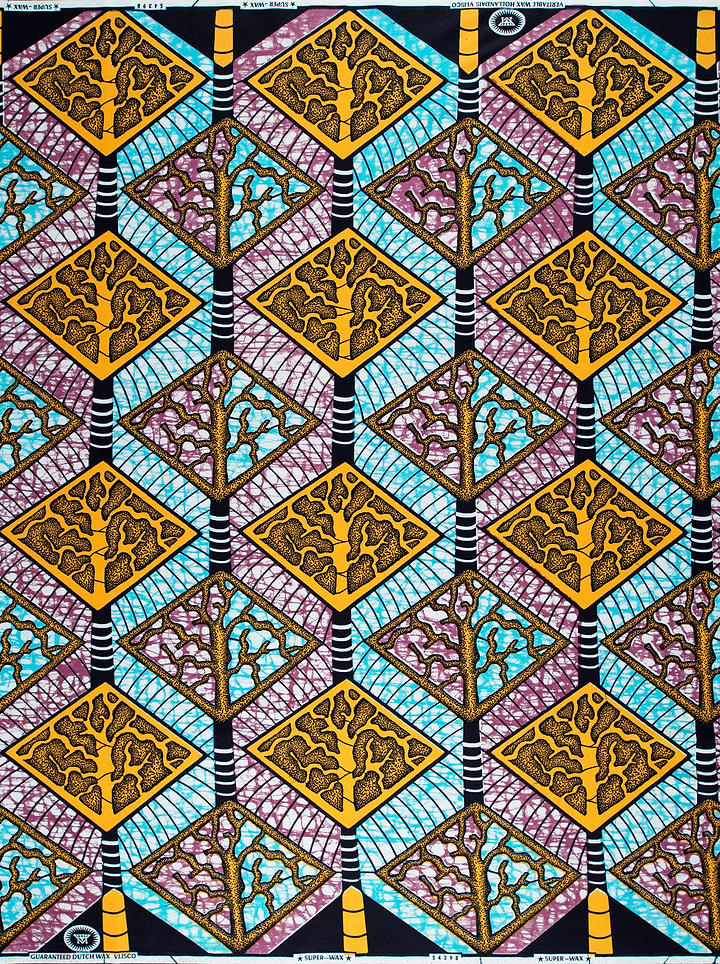 Vibrant geometric-patterned fabric bold yellow super-wax vls4398.016