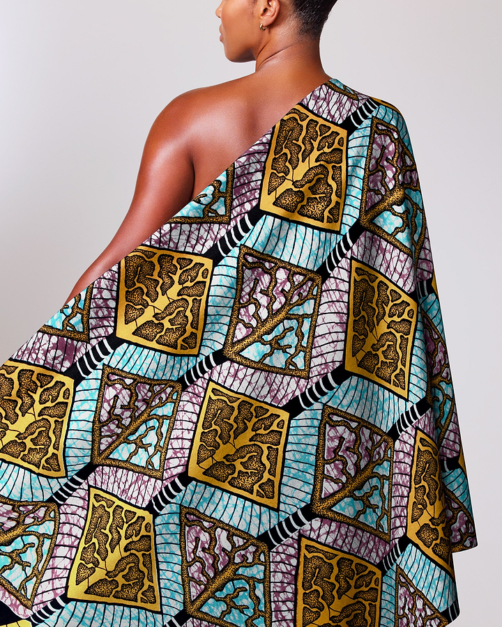 Vibrant one-shoulder wrap dress bold super-wax vls4398.016