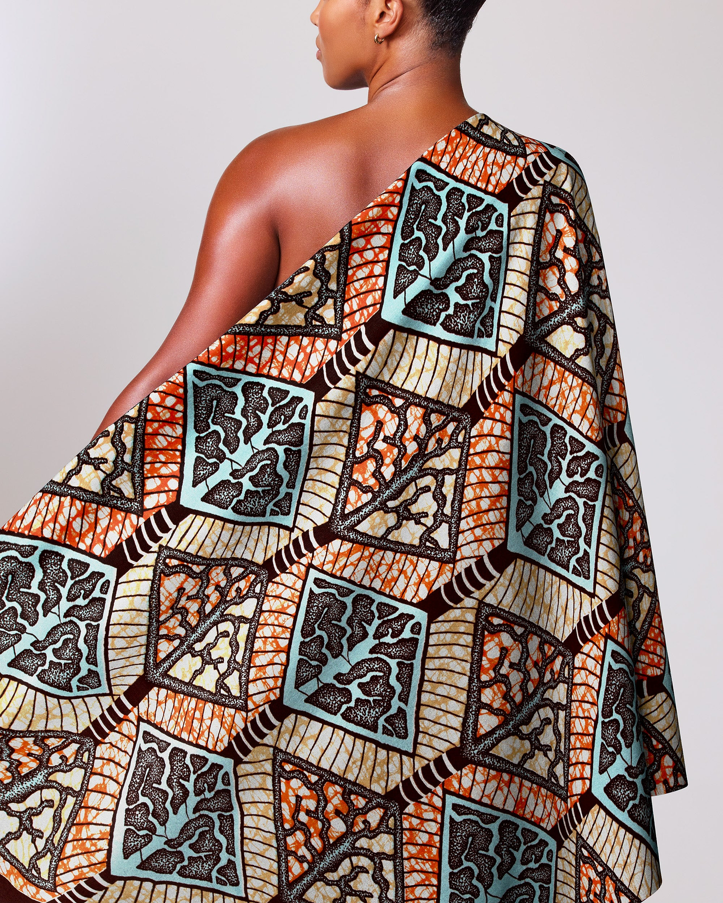 Vibrant one-shoulder dress made bold super-wax vls4398.017