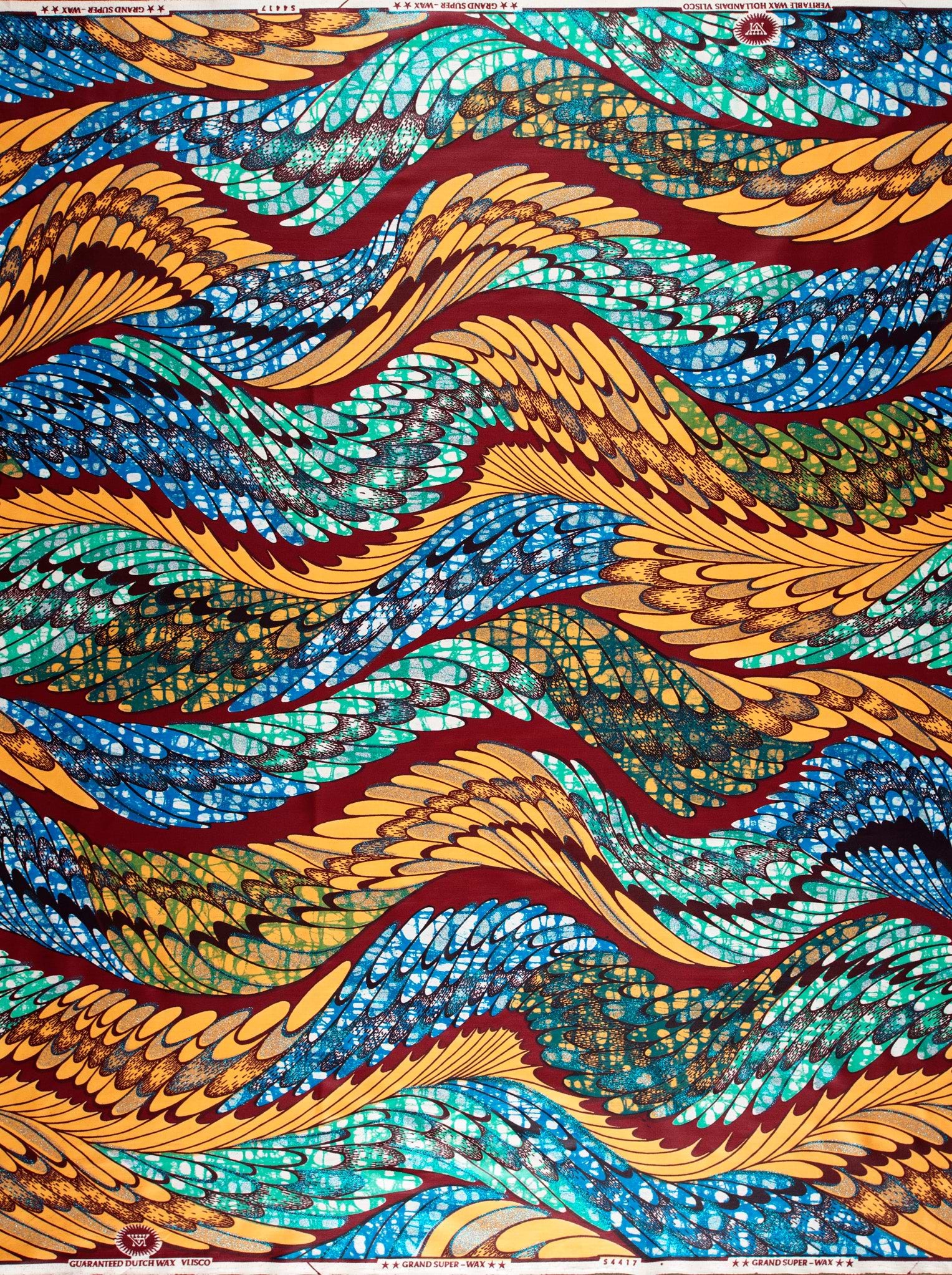 Vibrant african print fabric wave-like grand super-wax vls4417.003