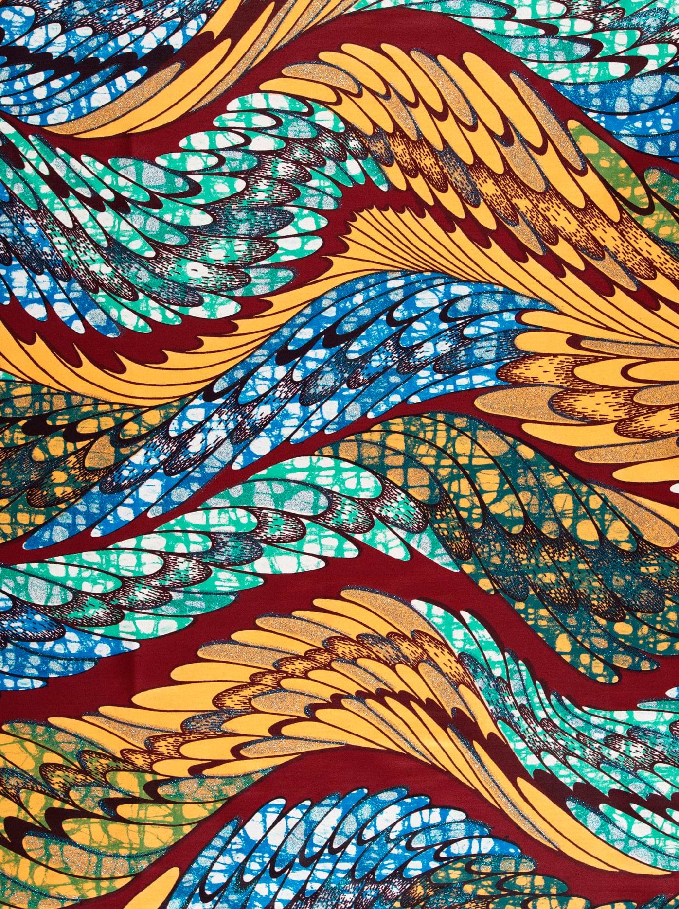 Vibrant wing-patterned fabric bold hues grand super-wax vls4417.003