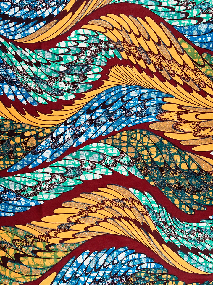 Vibrant wing-patterned fabric bold hues grand super-wax vls4417.003