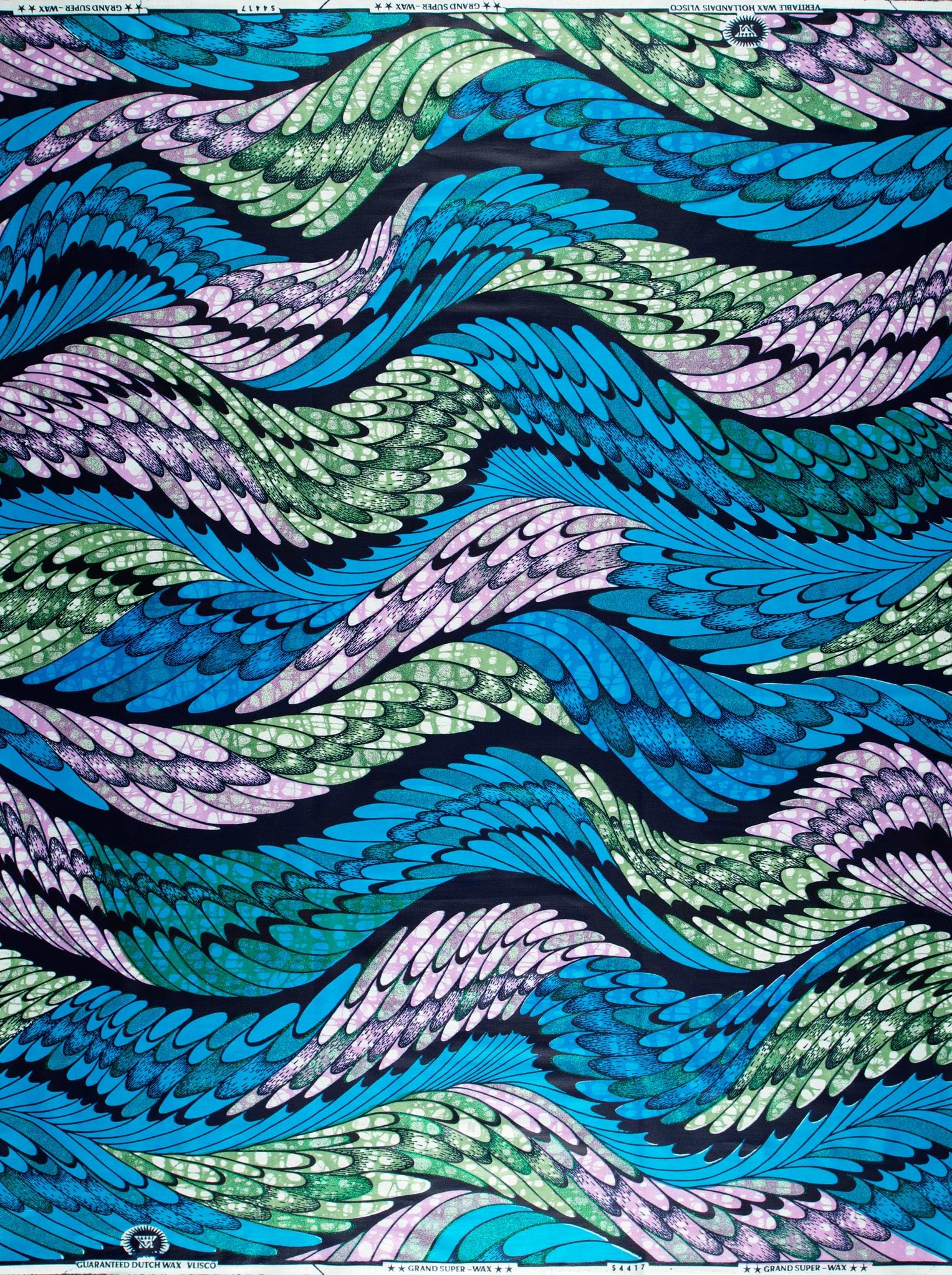 Vibrant blue green purple wing-patterned grand super-wax vls4417.007