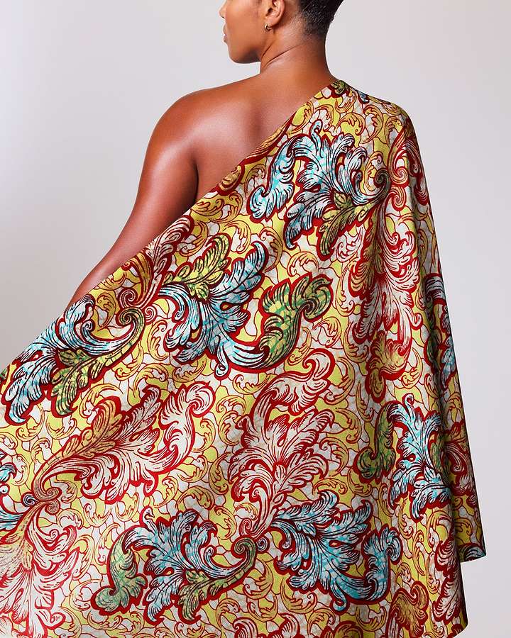 Vibrant one-shoulder wrap dress bold grand super-wax vls4463.002