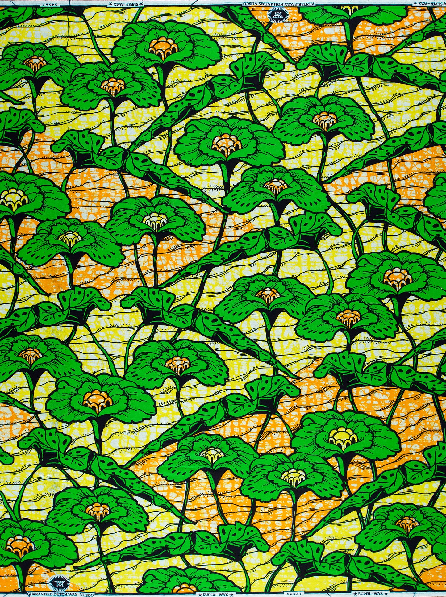 Green floral patterned fabric super-wax vls4567.003