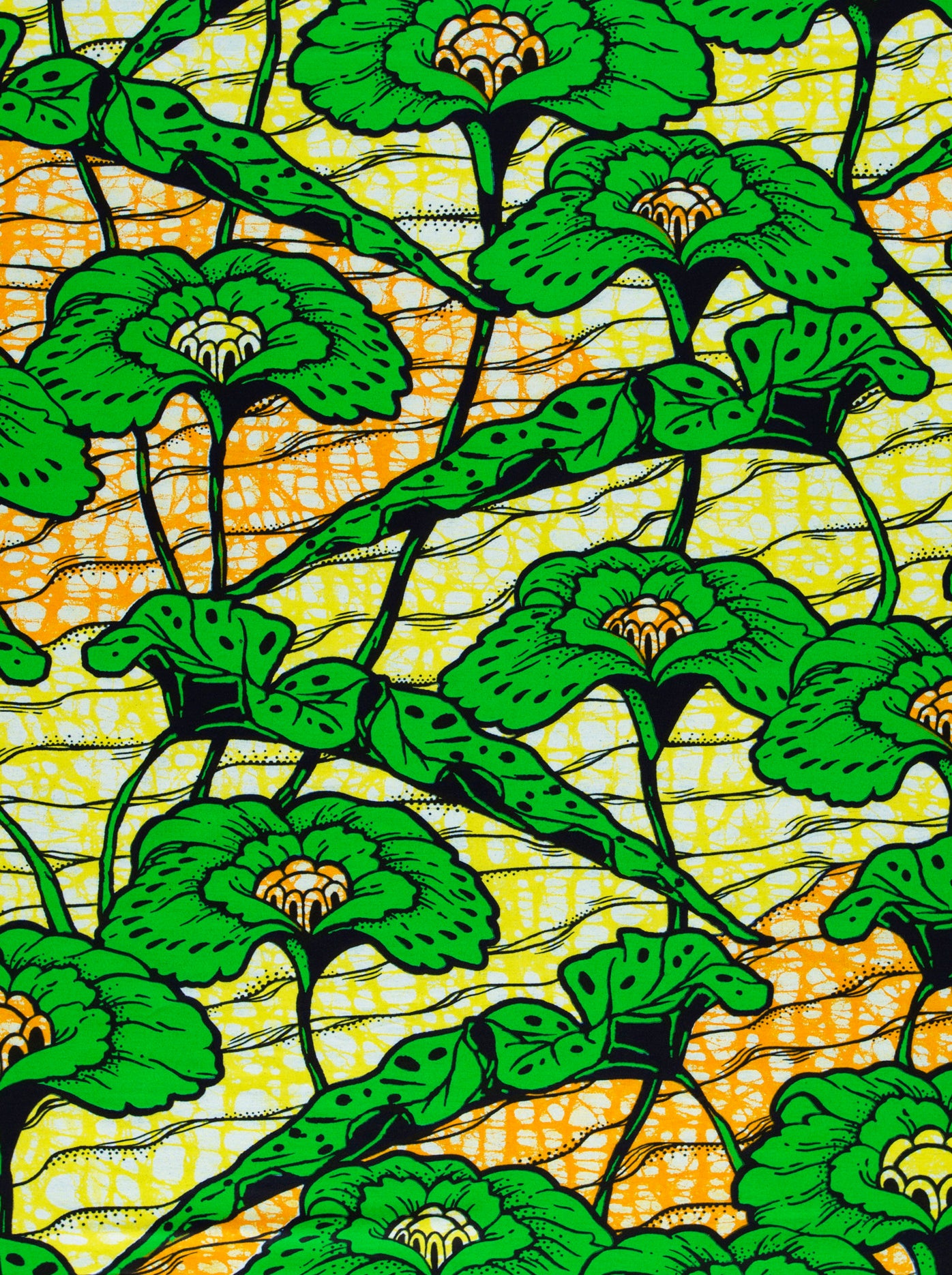 Green floral patterned fabric super-wax vls4567.003