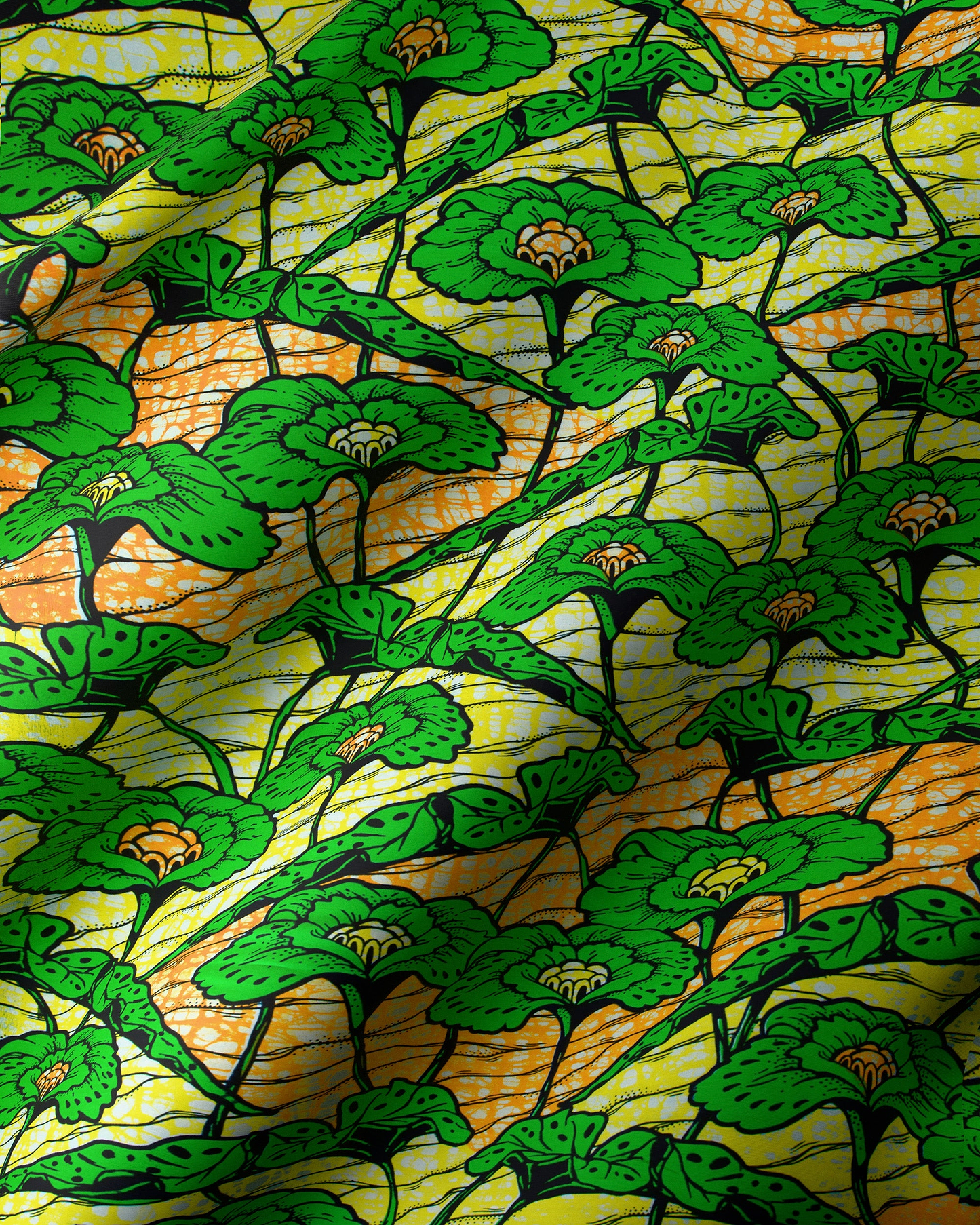 Green floral patterned fabric super-wax vls4567.003