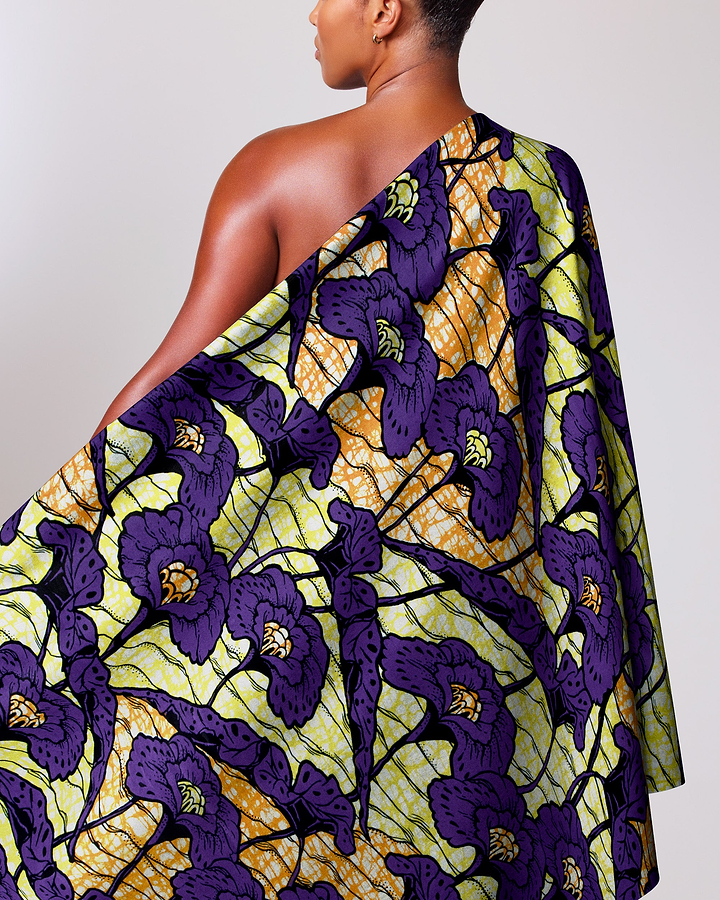 Vibrant one-shoulder wrap dress bold super-wax vls4567.004