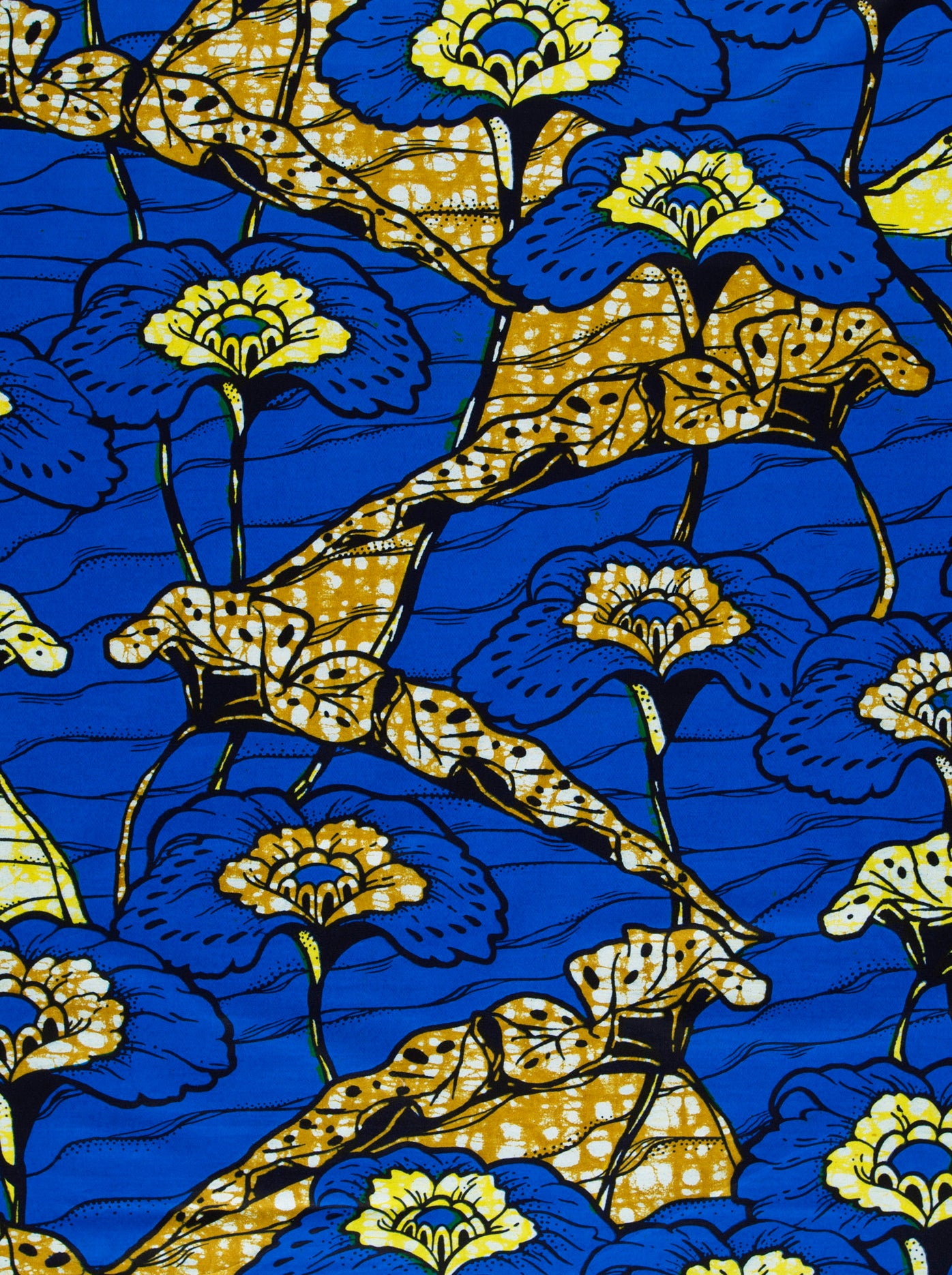 Blue yellow floral fabric super-wax vls4567.006