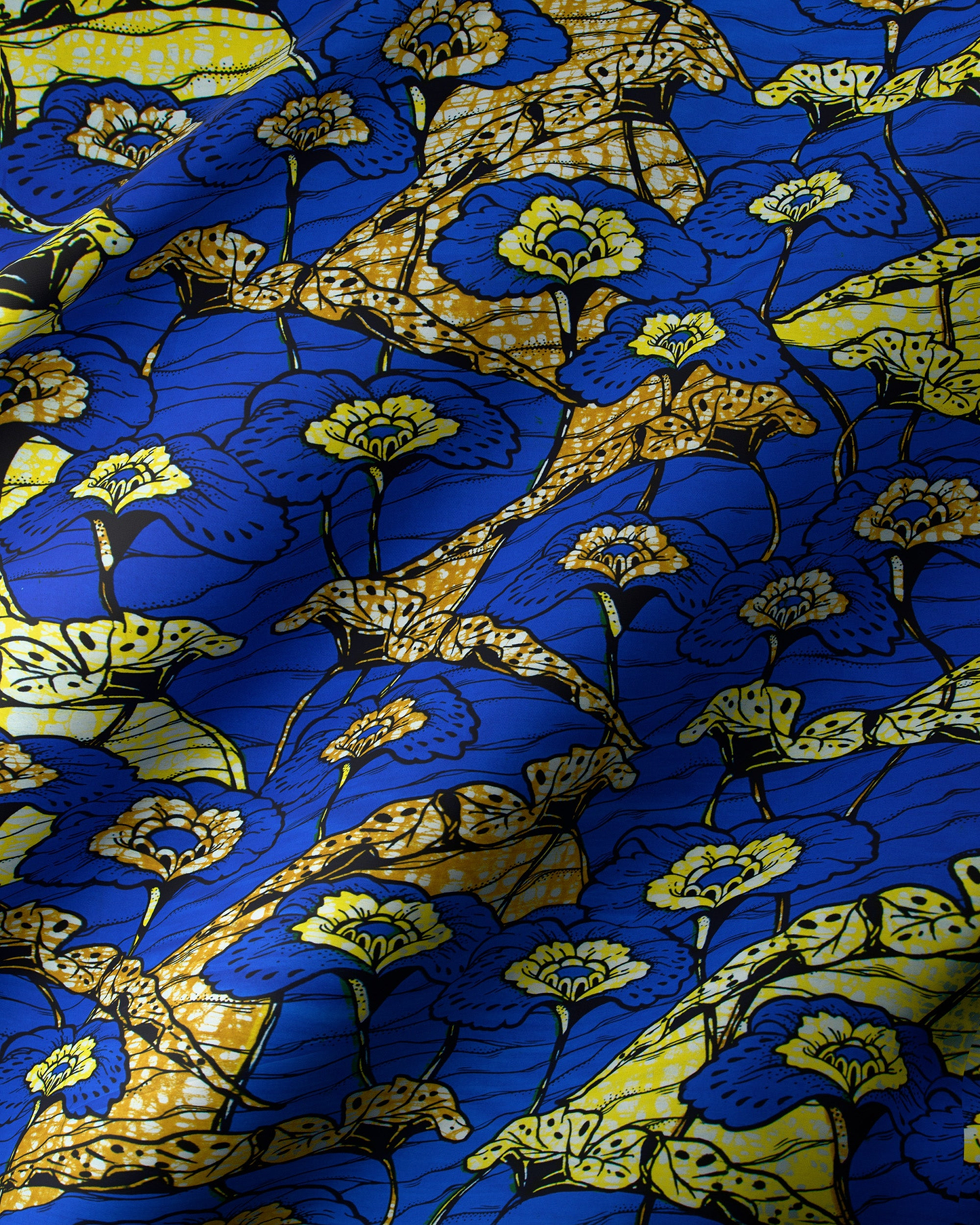 Blue yellow floral patterned fabric super-wax vls4567.006