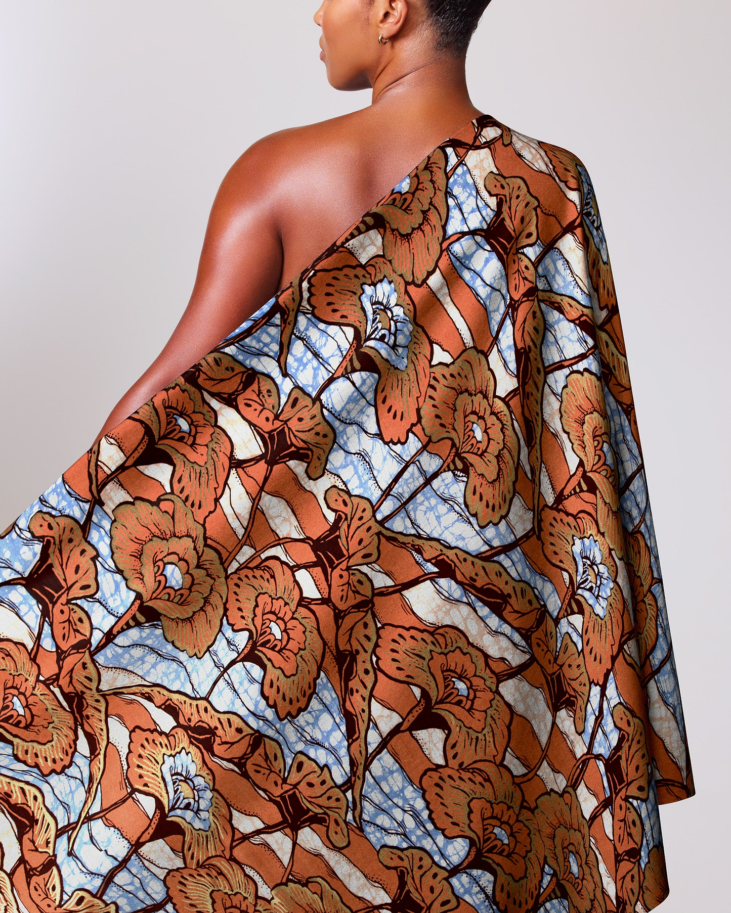One-shoulder garment vibrant orange blue super-wax vls4567.012