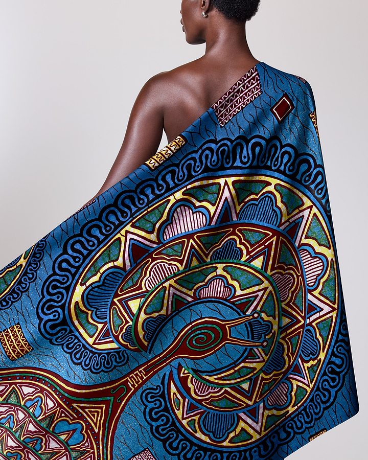 Vibrant blue african print wrap grand super-wax vls4941.008