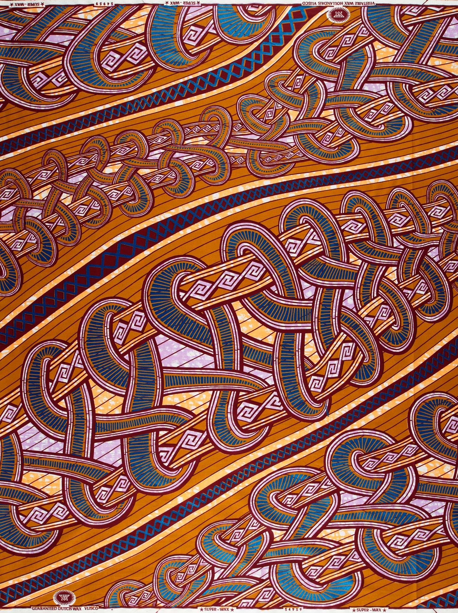 Vibrant orange fabric intricate teal super-wax vls4959.005