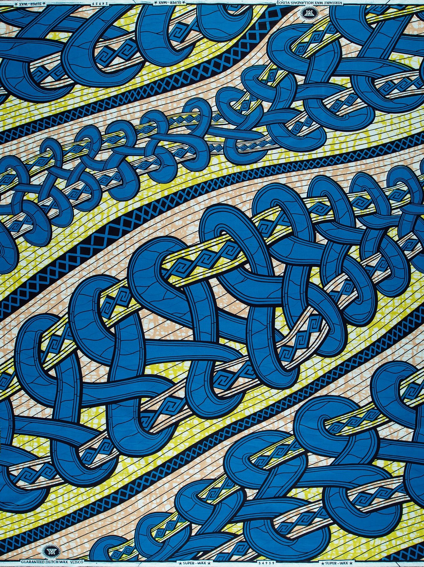 Vibrant blue yellow geometric patterned super-wax vls4959.008