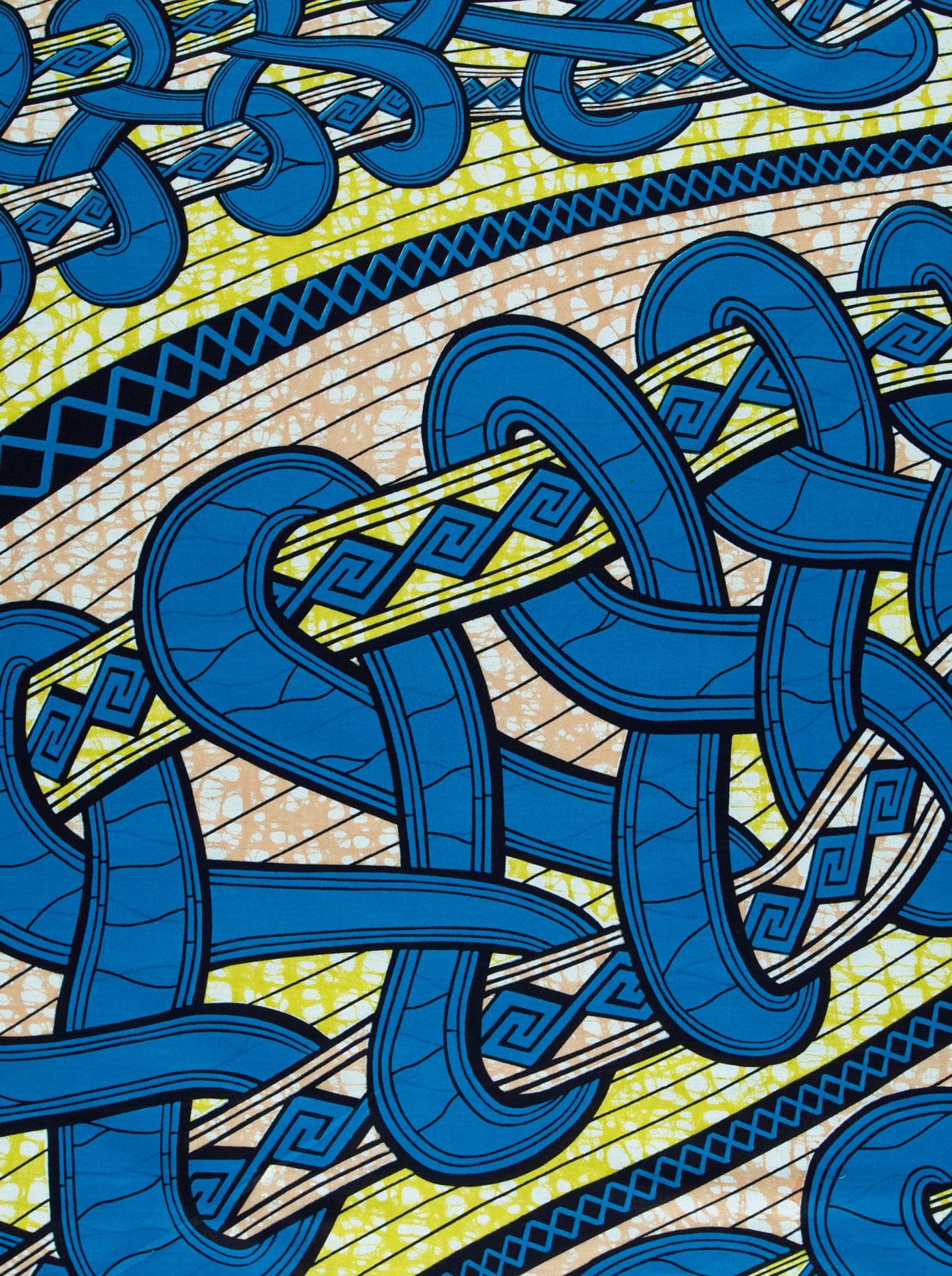 Vibrant blue yellow patterned fabric super-wax vls4959.008
