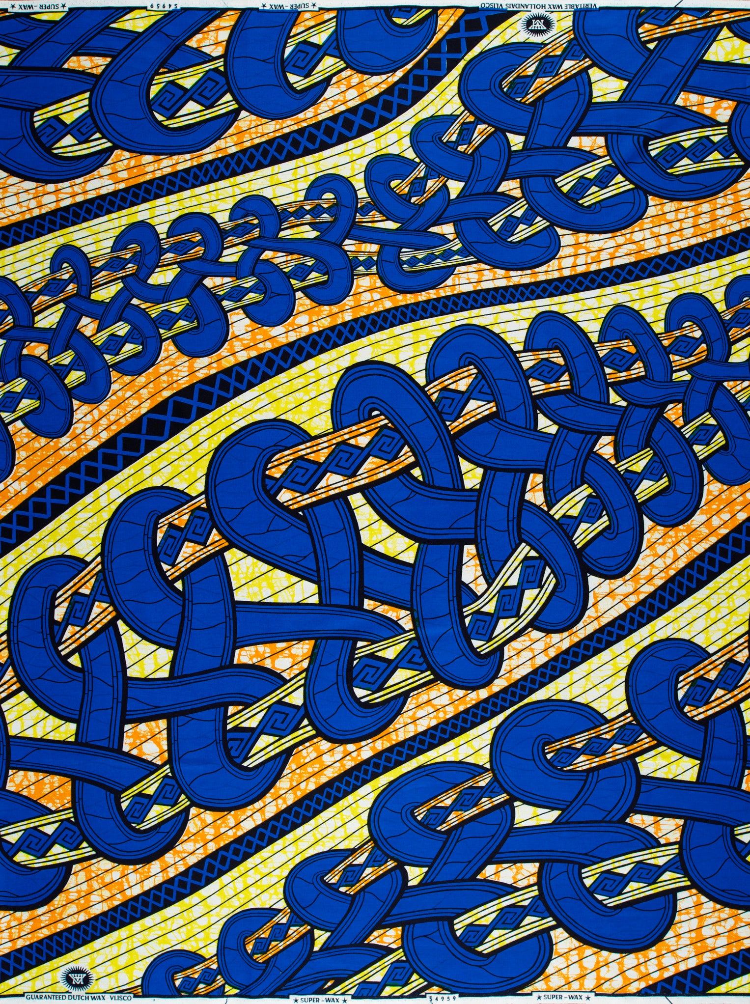 Vibrant blue gold patterned african super-wax vls4959.009