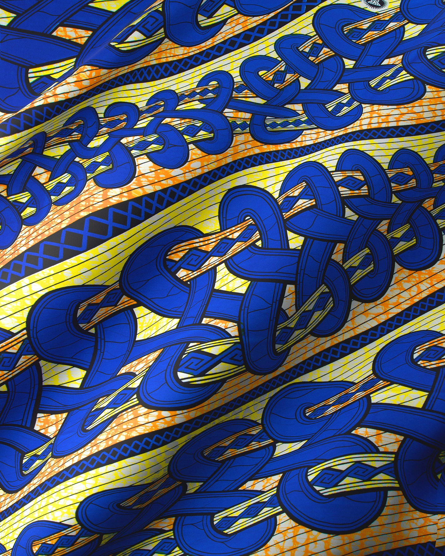 Vibrant blue yellow patterned fabric super-wax vls4959.009