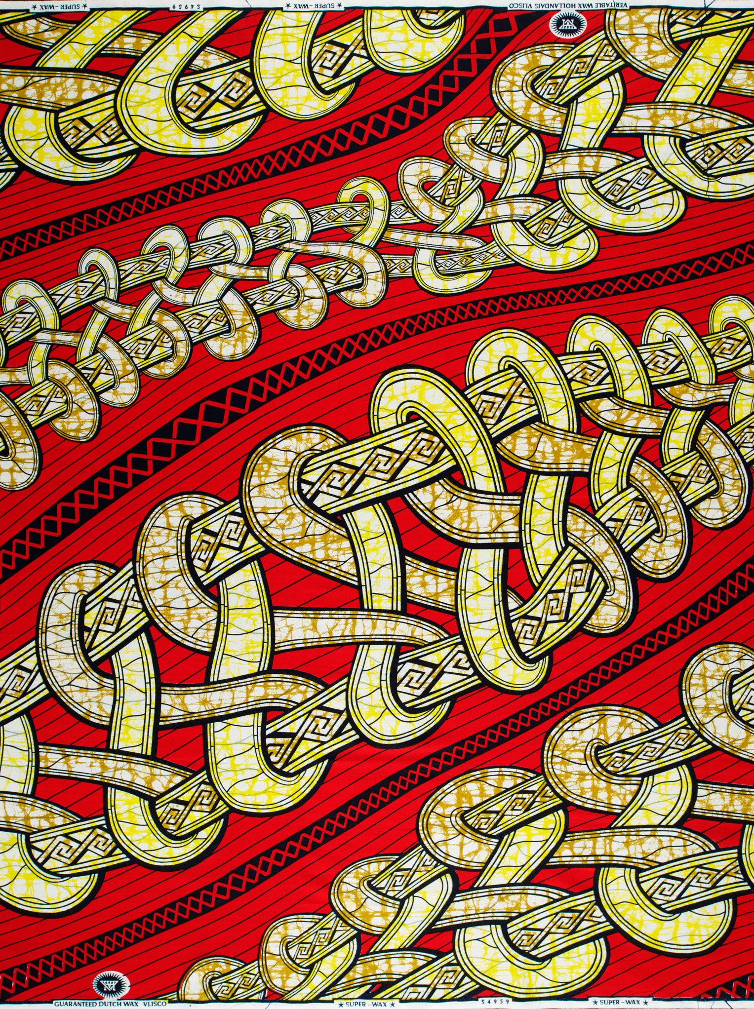 Vibrant red fabric intricate gold super-wax vls4959.010