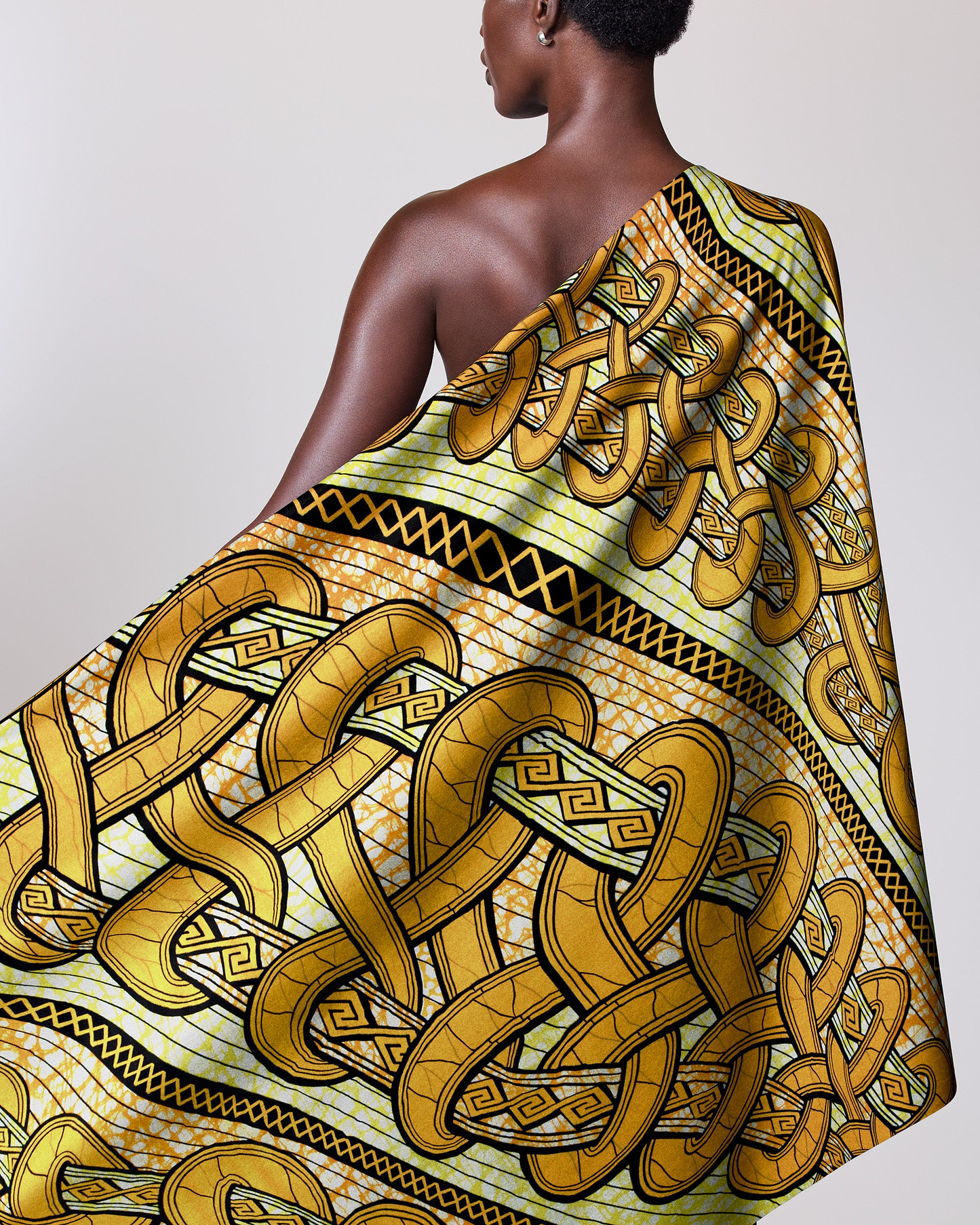 Vibrant one-shoulder wrap dress bold super-wax vls4959.011