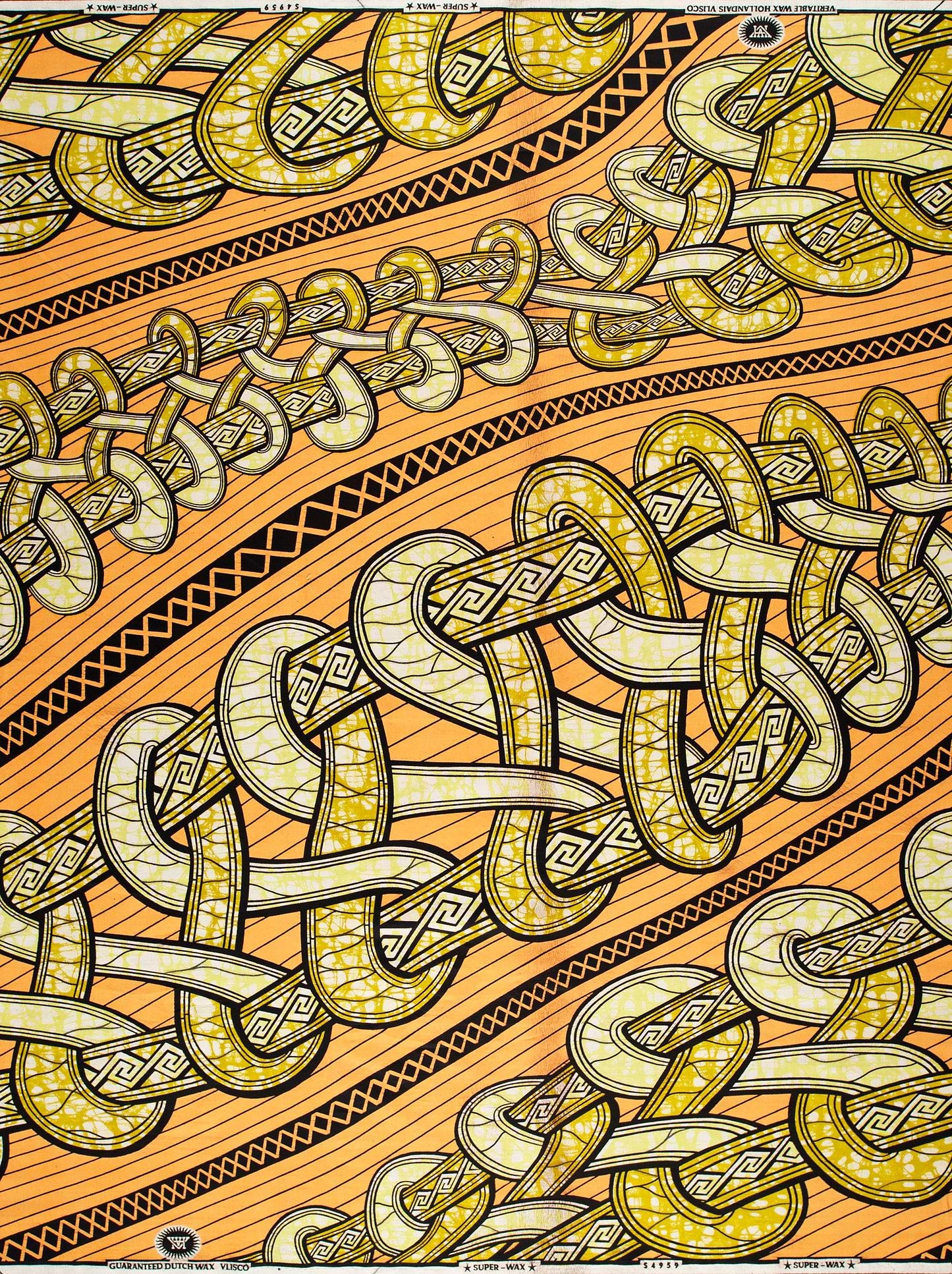 Vibrant orange fabric intricate gold super-wax vls4959.017