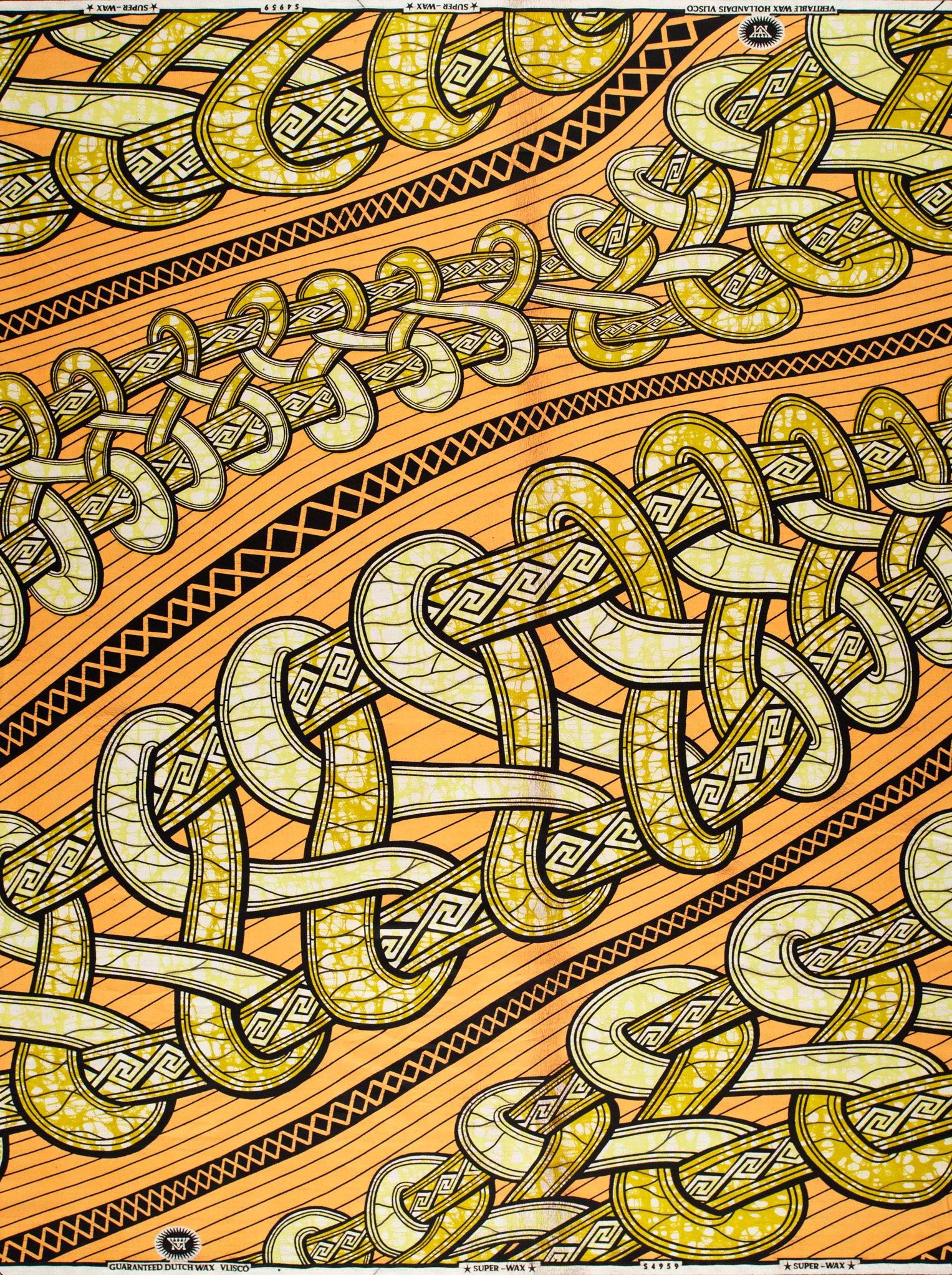 Vibrant orange fabric intricate gold super-wax vls4959.017