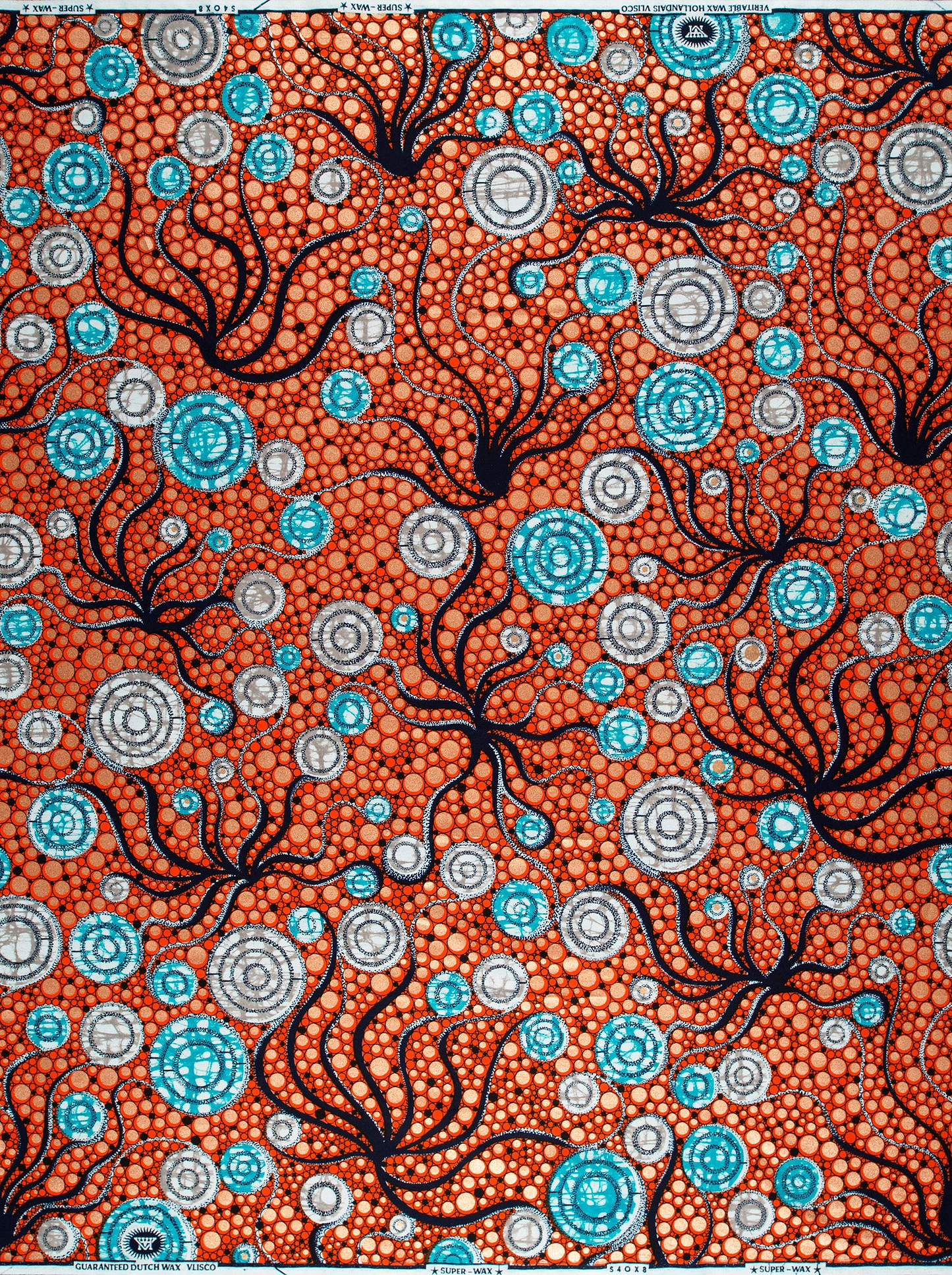 Vibrant orange fabric intricate aboriginal super-wax vls4ox8.068