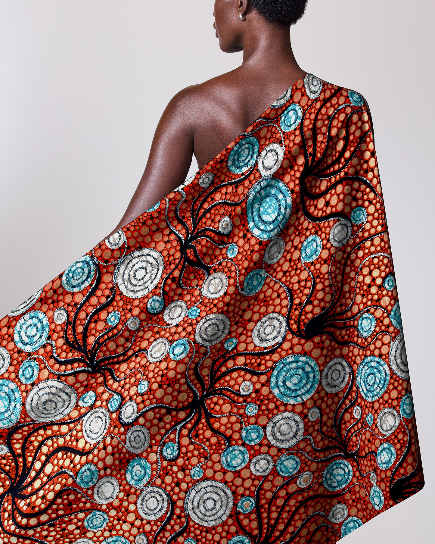Vibrant orange fabric intricate black super-wax vls4ox8.068
