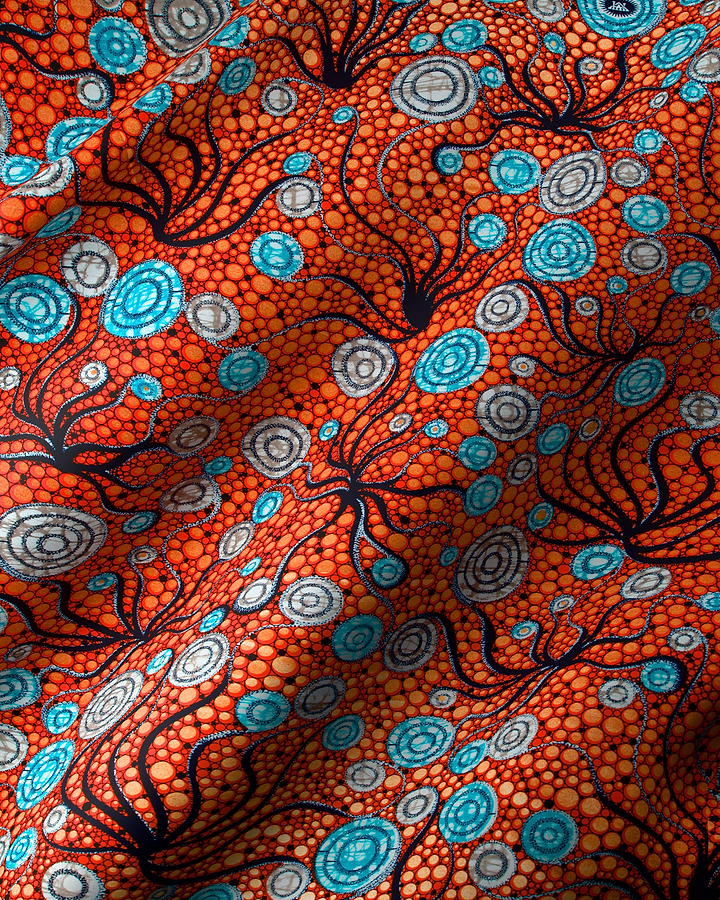 Vibrant orange fabric bold aboriginal-inspired super-wax vls4ox8.068