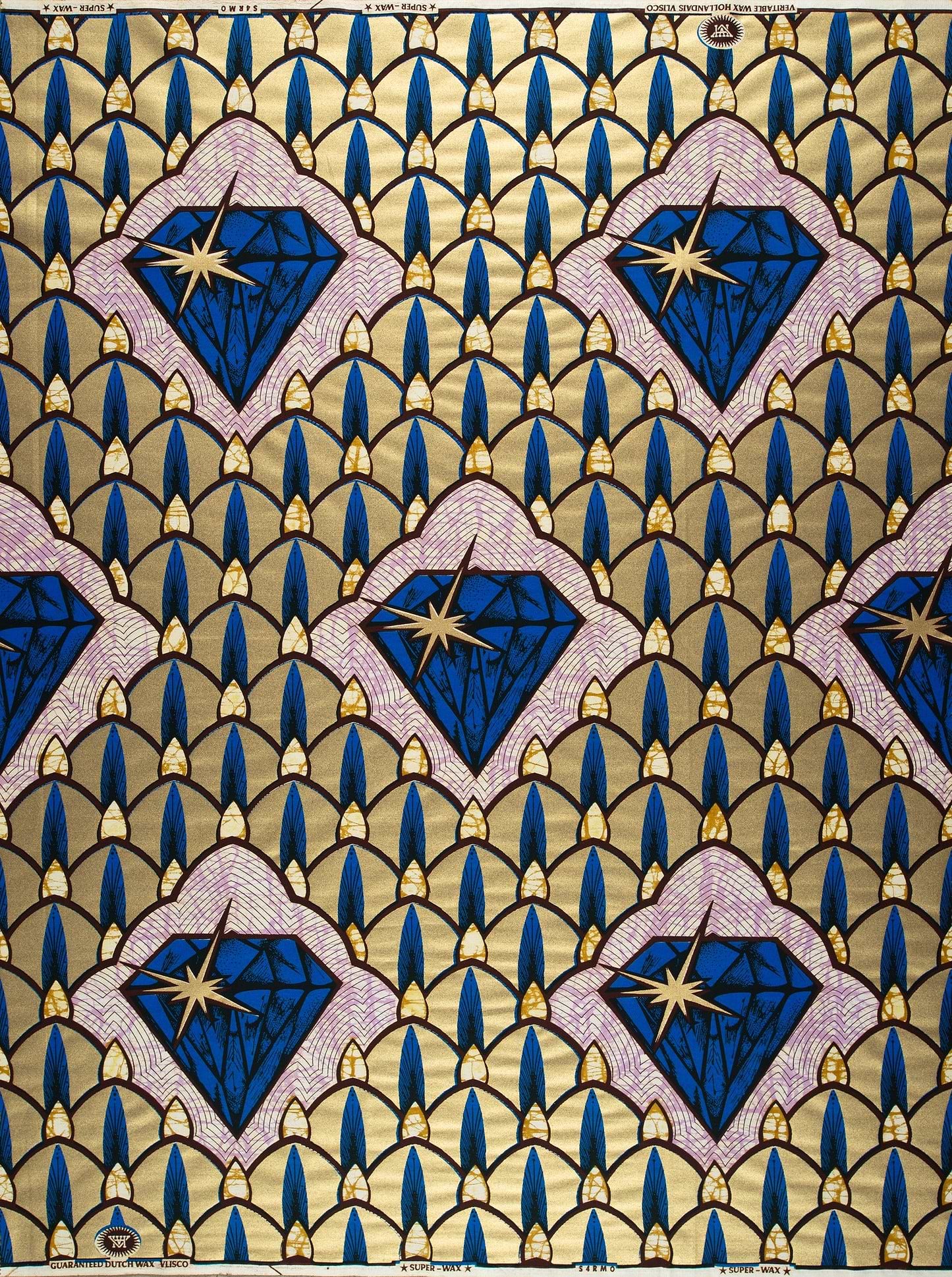 Vibrant blue diamond-shaped motifs golden super-wax vls4rm0.029