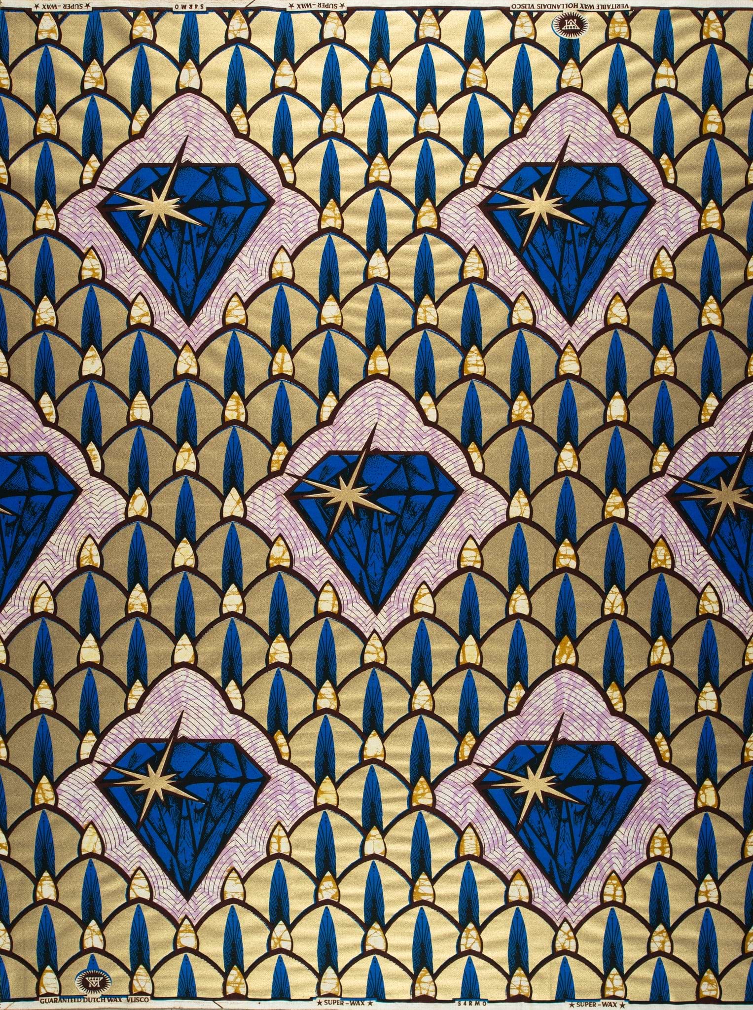 Vibrant blue diamond-shaped motifs golden super-wax vls4rm0.029