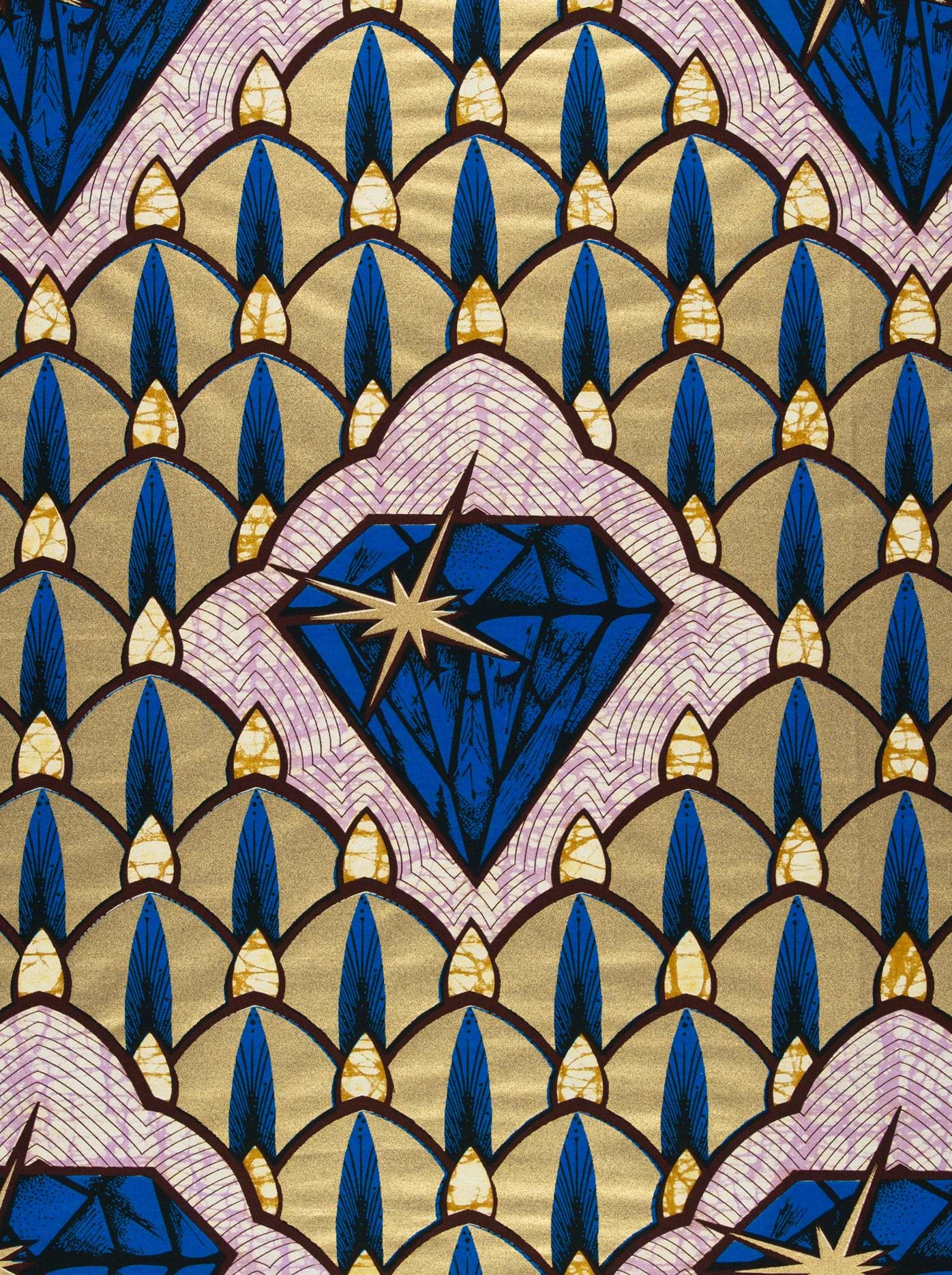 Vibrant blue diamond-shaped motif golden super-wax vls4rm0.029