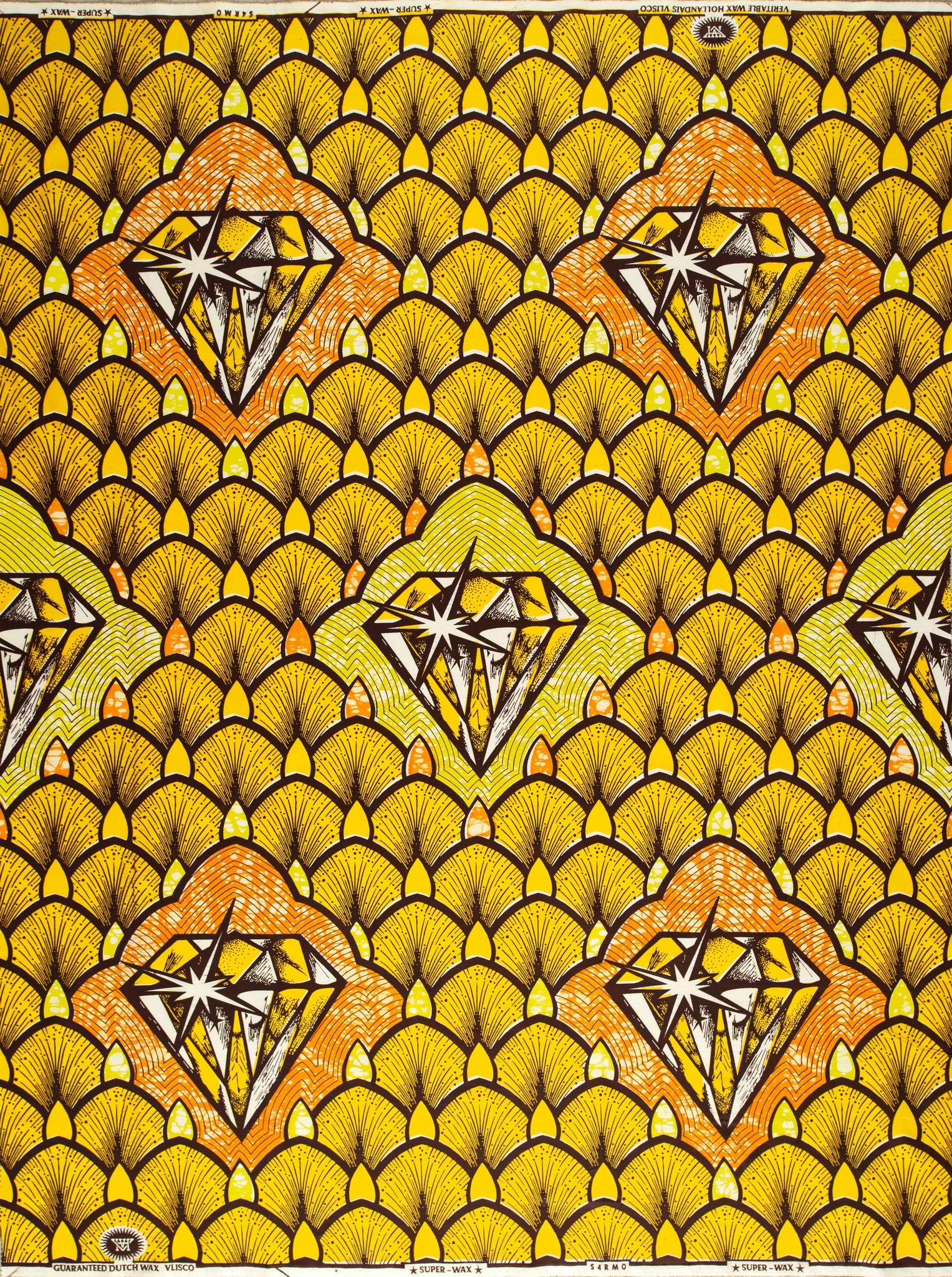 Vibrant yellow orange patterned fabric super-wax vls4rm0.046