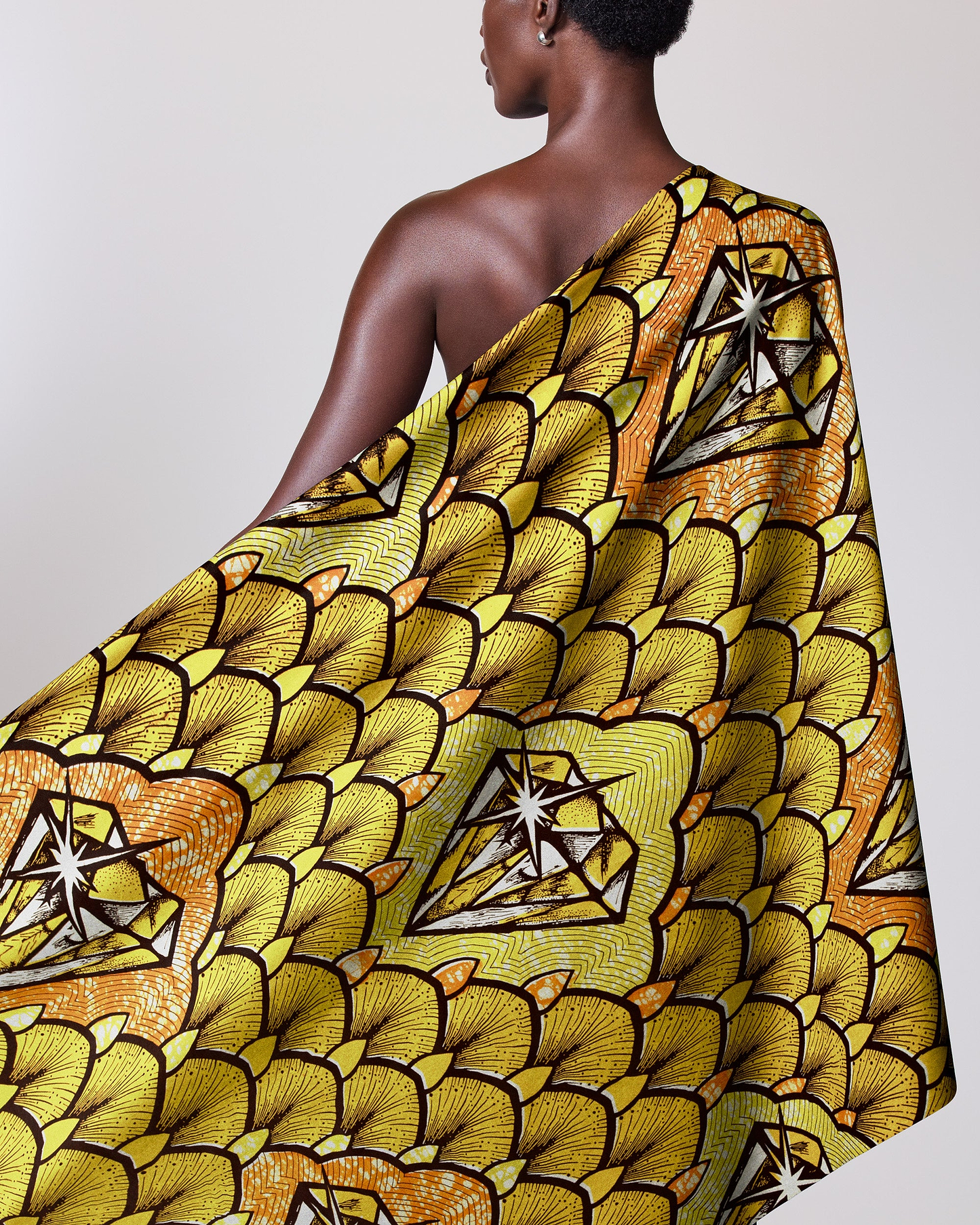 Vibrant yellow orange patterned fabric super-wax vls4rm0.046